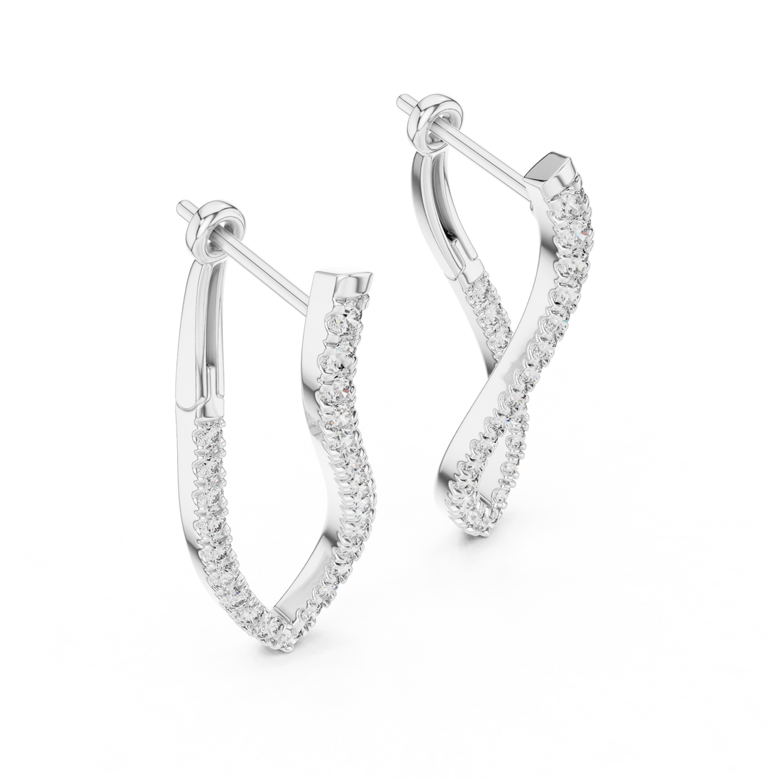 Graceful Round Cut Diamond Intertwined Drop Earrings