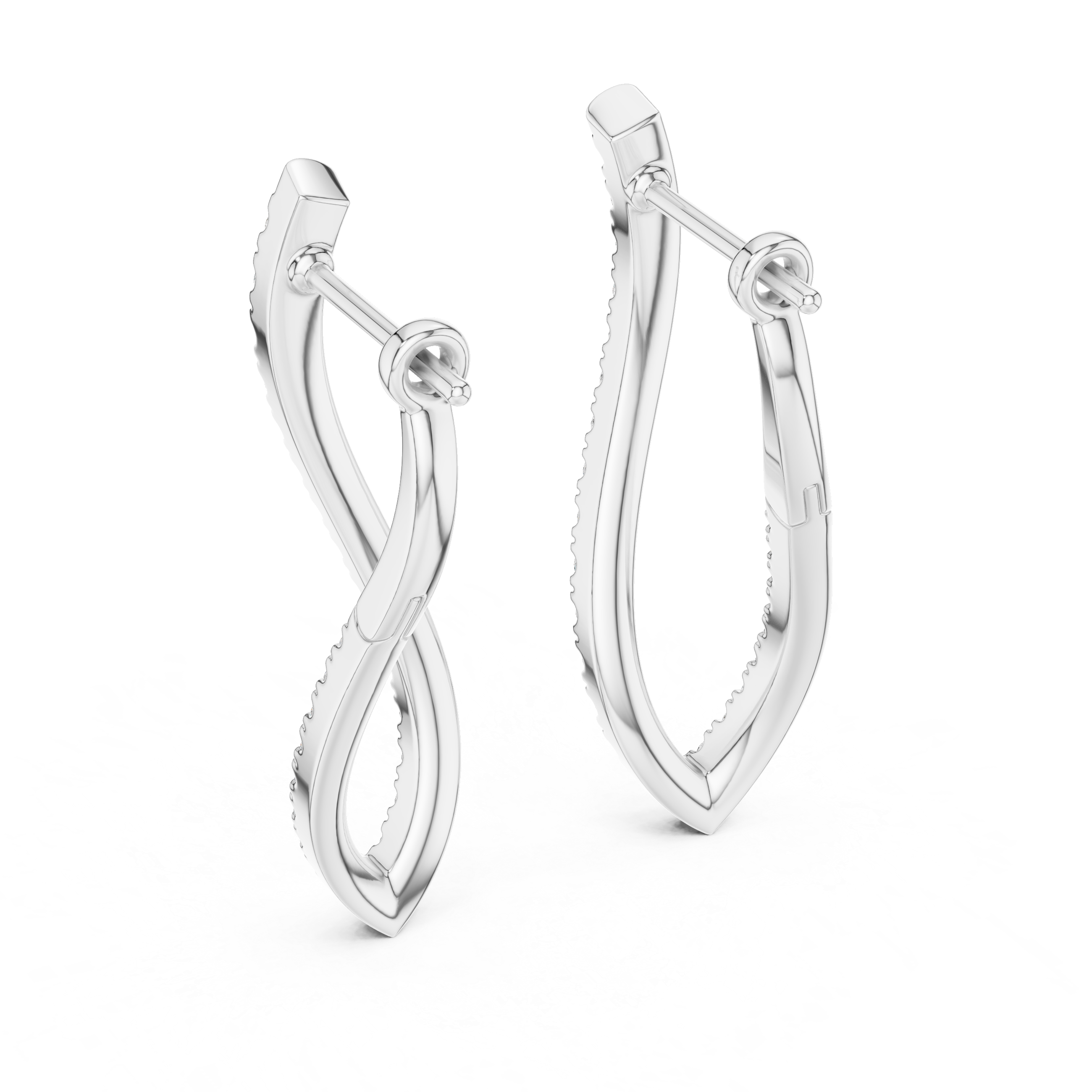 Graceful Round Cut Diamond Intertwined Drop Earrings