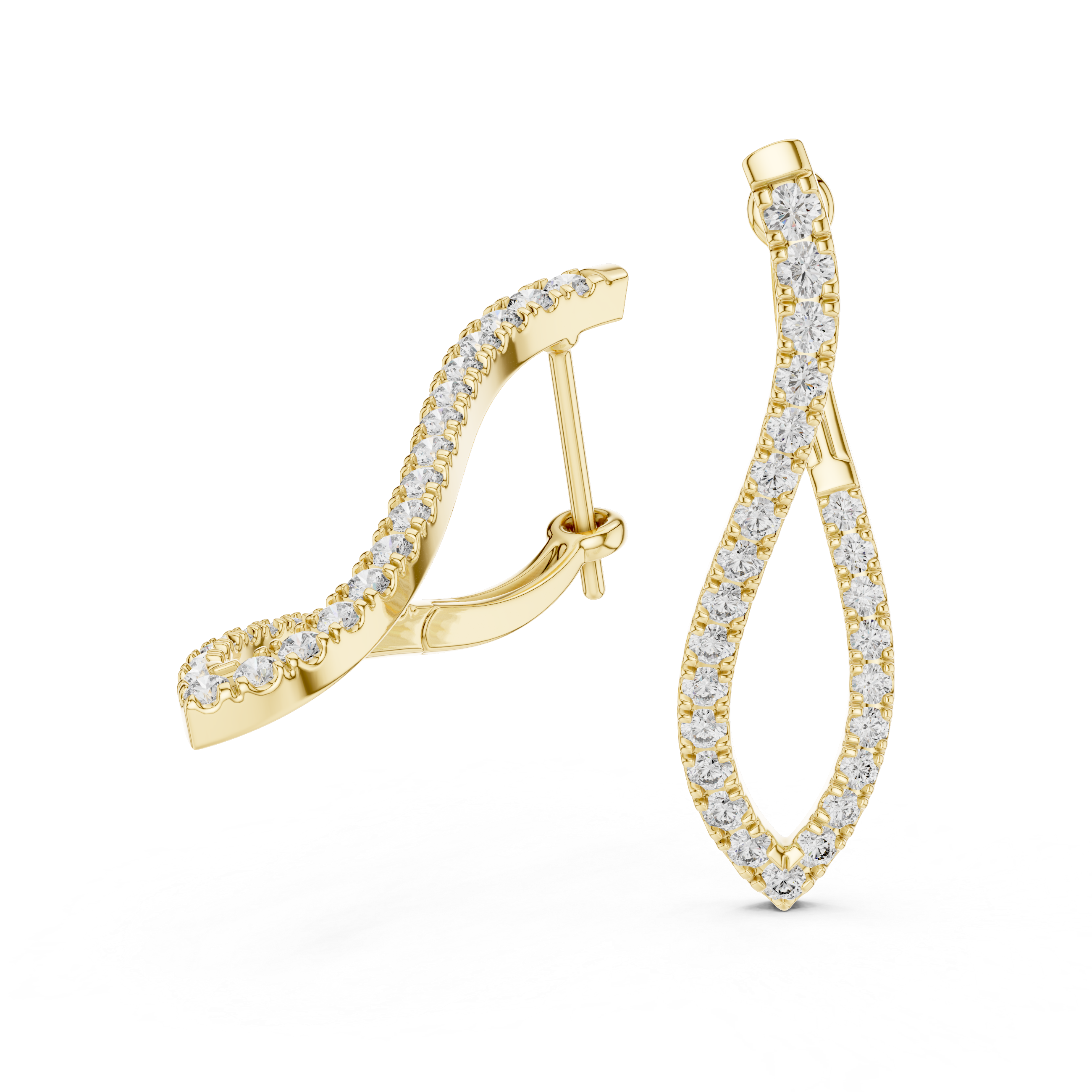 Graceful Round Cut Diamond Intertwined Drop Earrings