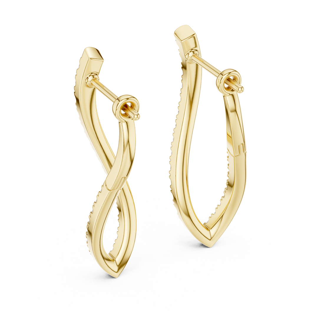 Graceful Round Cut Diamond Intertwined Drop Earrings