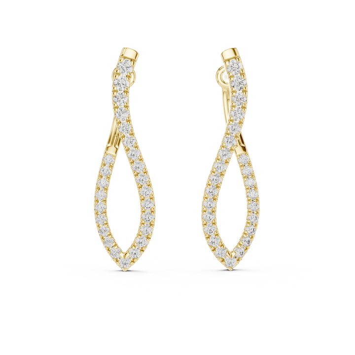 Graceful Round Cut Diamond Intertwined Drop Earrings