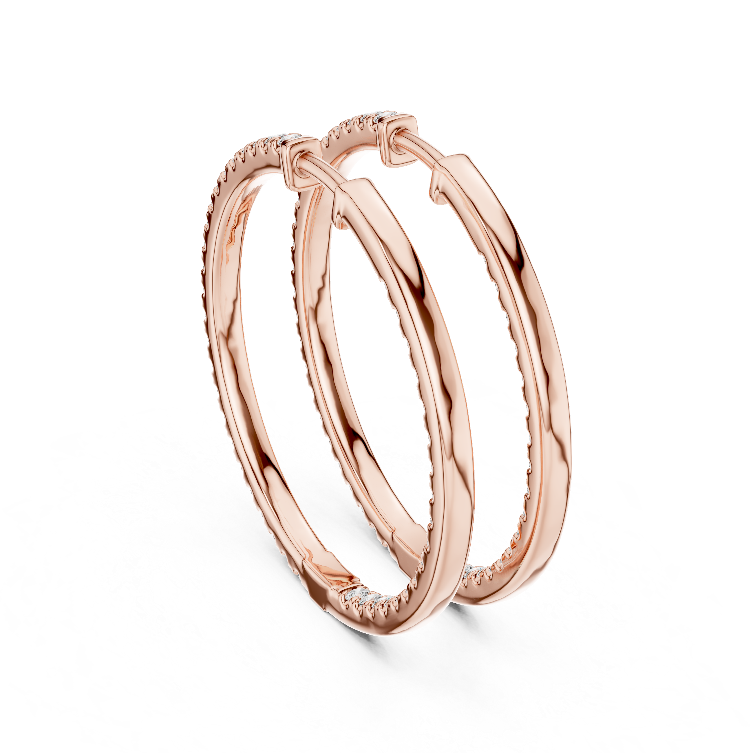 Round Brilliant Diamond Full Eternity Pavé Inside Out Hoop Earrings