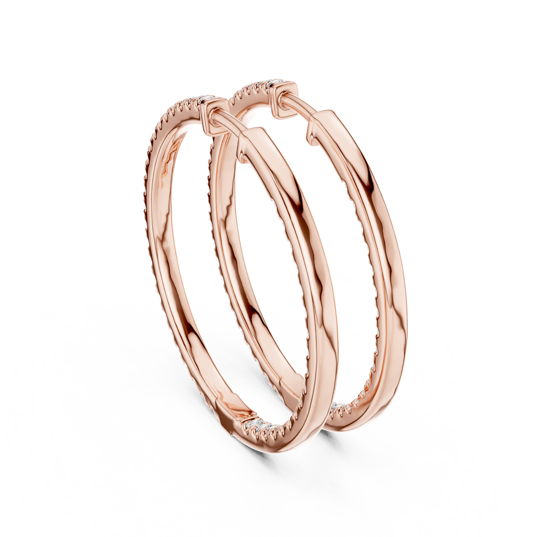 Round Brilliant Diamond Full Eternity Pavé Inside Out Hoop Earrings