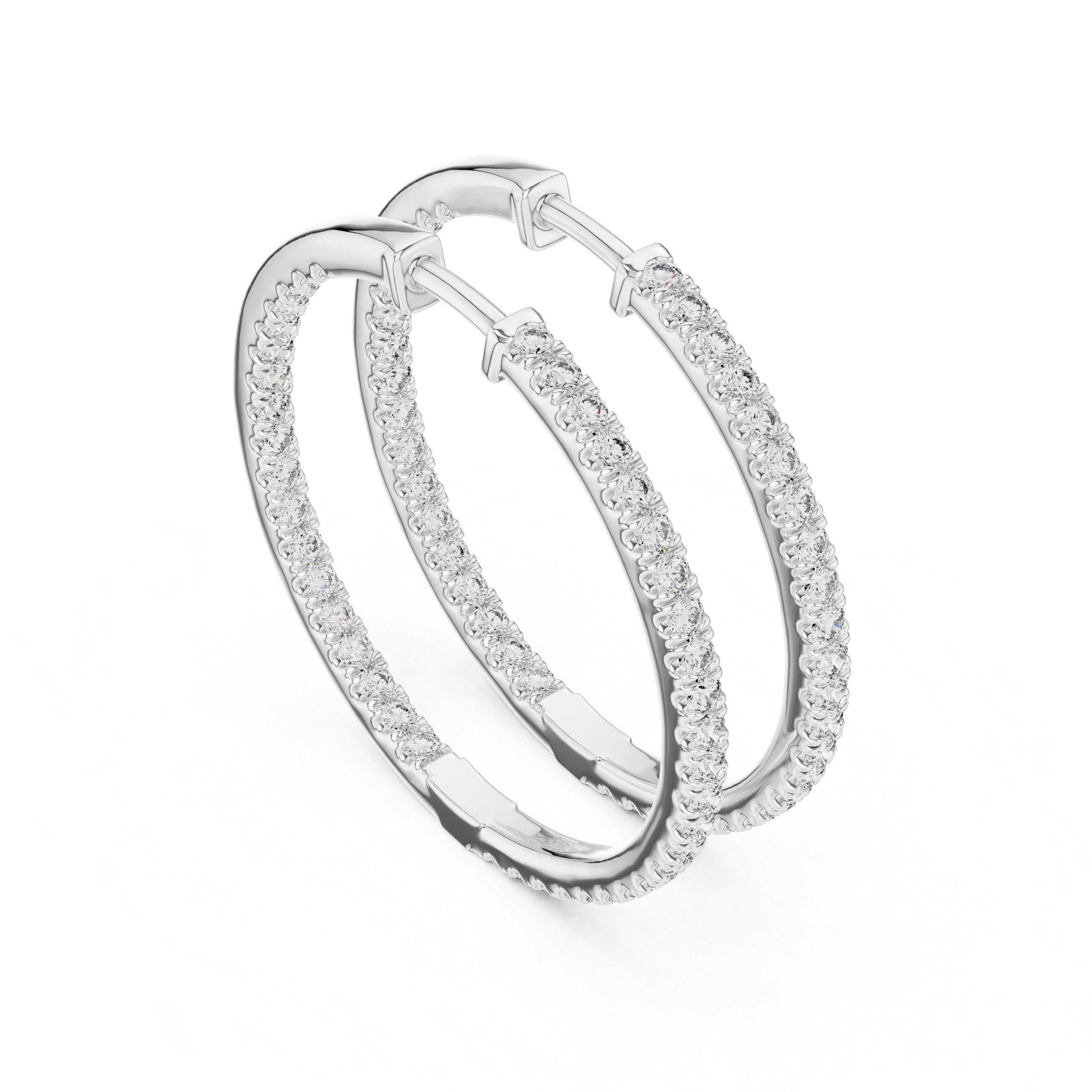 Round Brilliant Diamond Full Eternity Pavé Inside Out Hoop Earrings