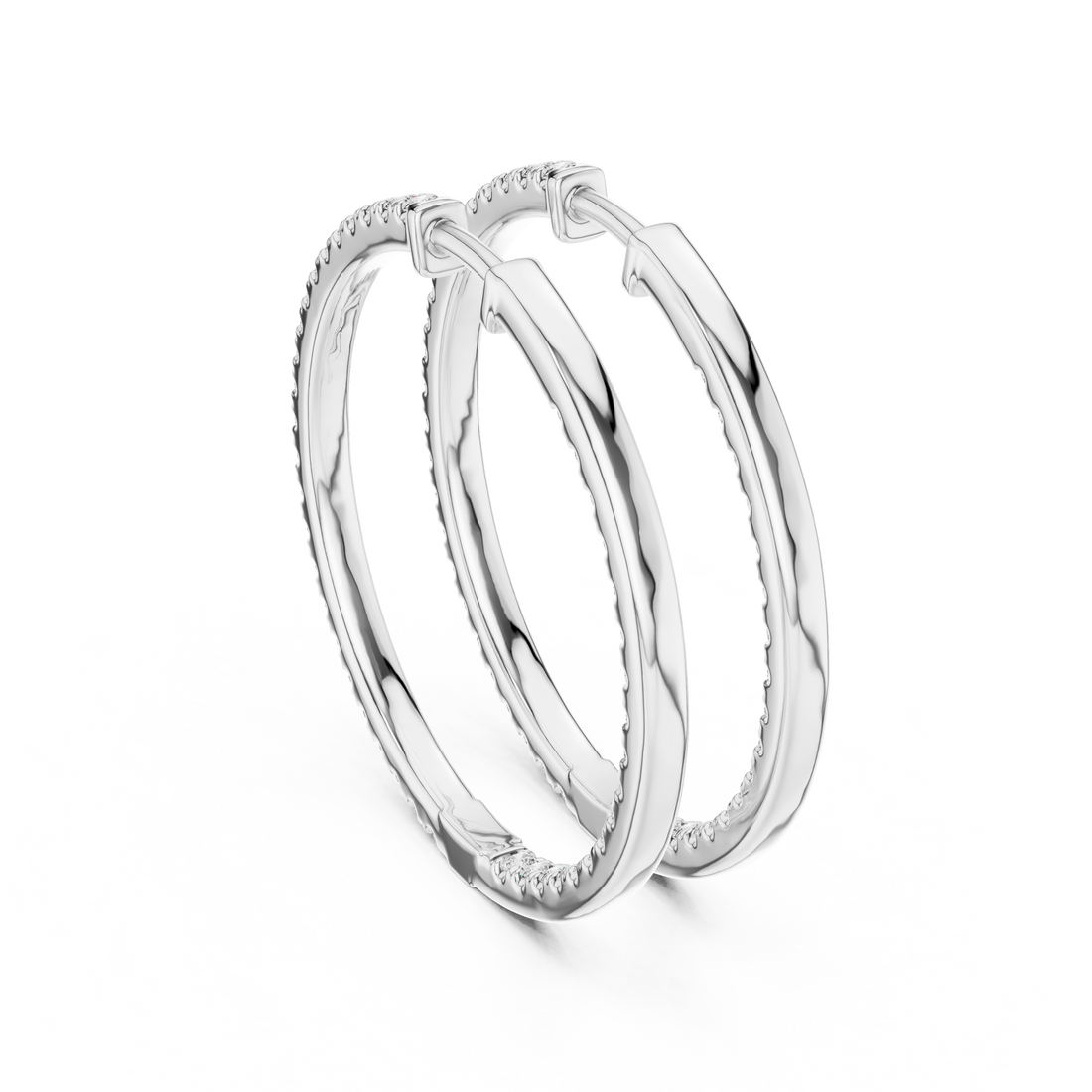 Round Brilliant Diamond Full Eternity Pavé Inside Out Hoop Earrings