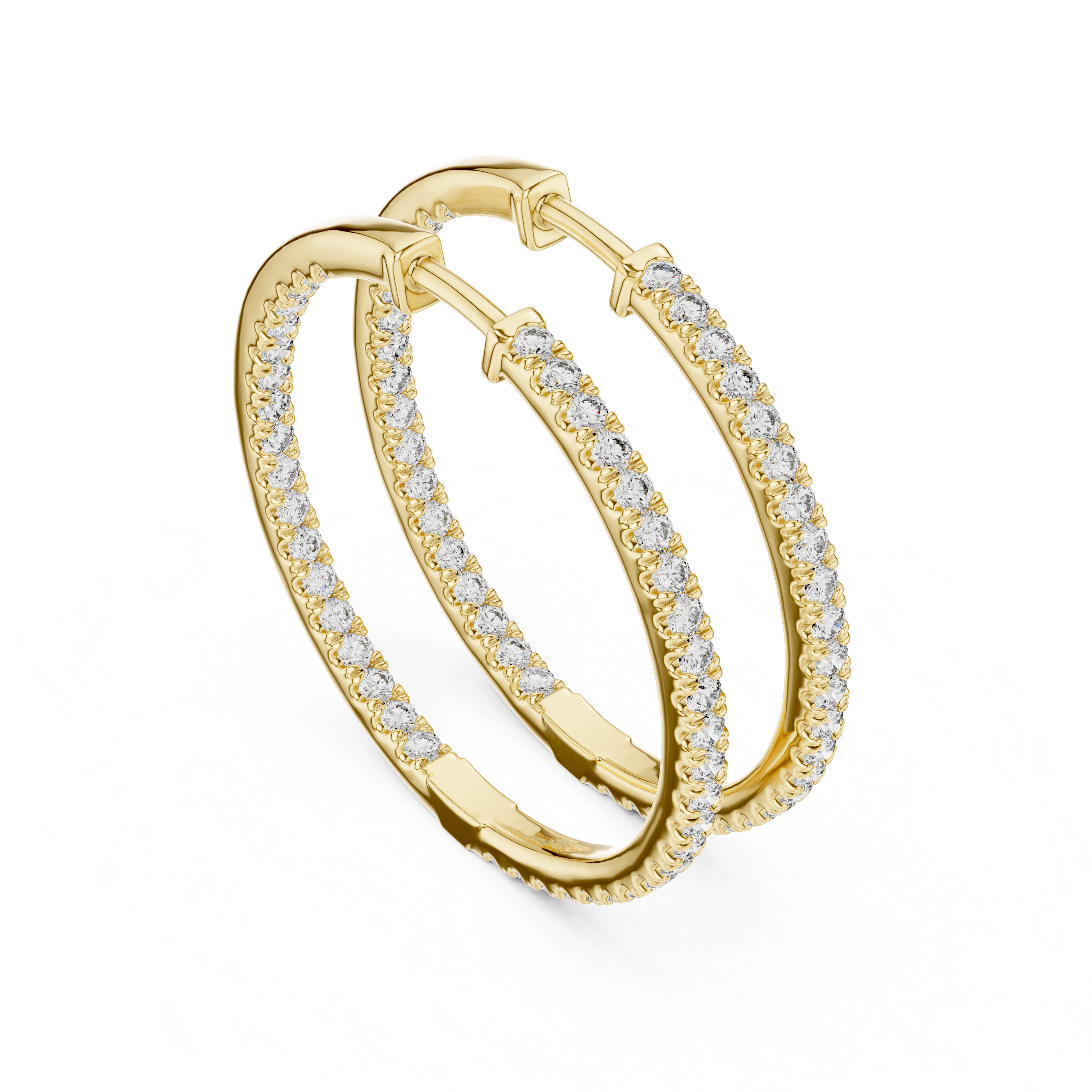 Round Brilliant Diamond Full Eternity Pavé Inside Out Hoop Earrings