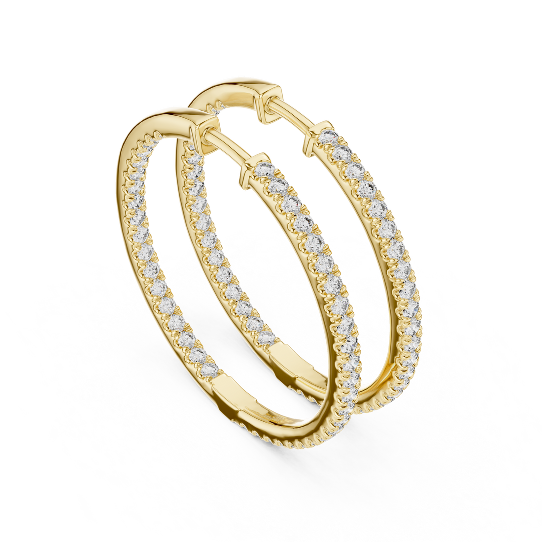 Round Brilliant Diamond Full Eternity Pavé Inside Out Hoop Earrings