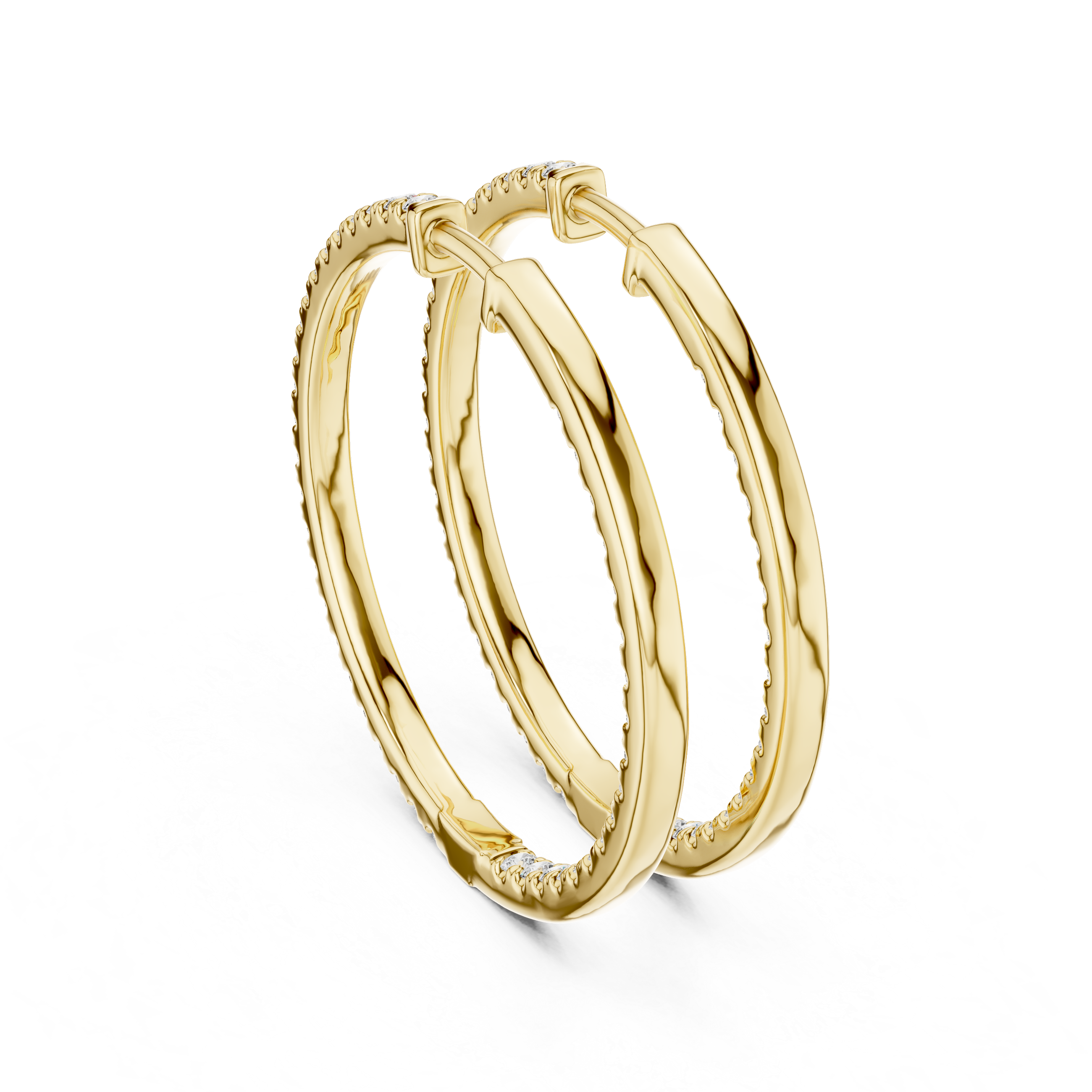 Round Brilliant Diamond Full Eternity Pavé Inside Out Hoop Earrings