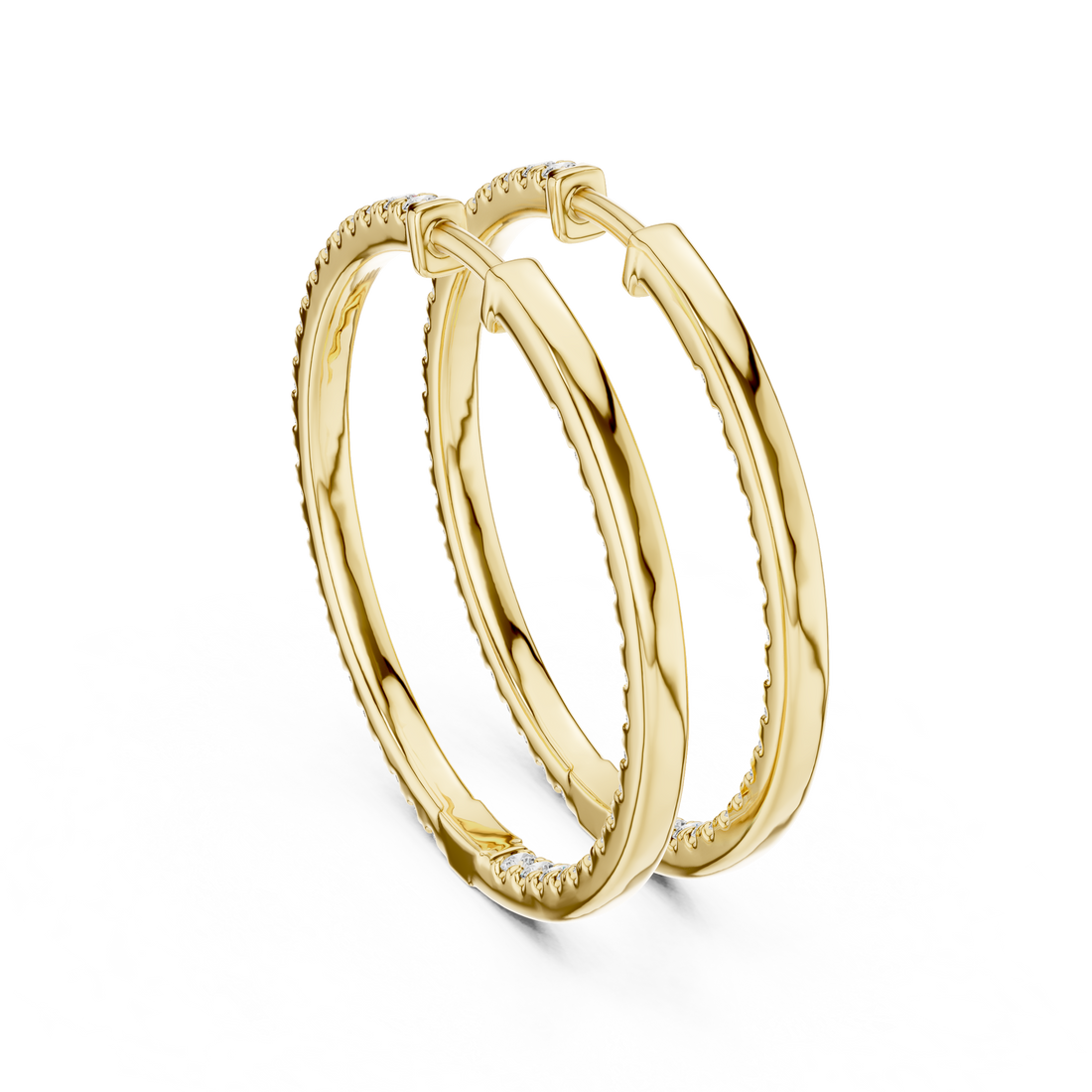 Round Brilliant Diamond Full Eternity Pavé Inside Out Hoop Earrings