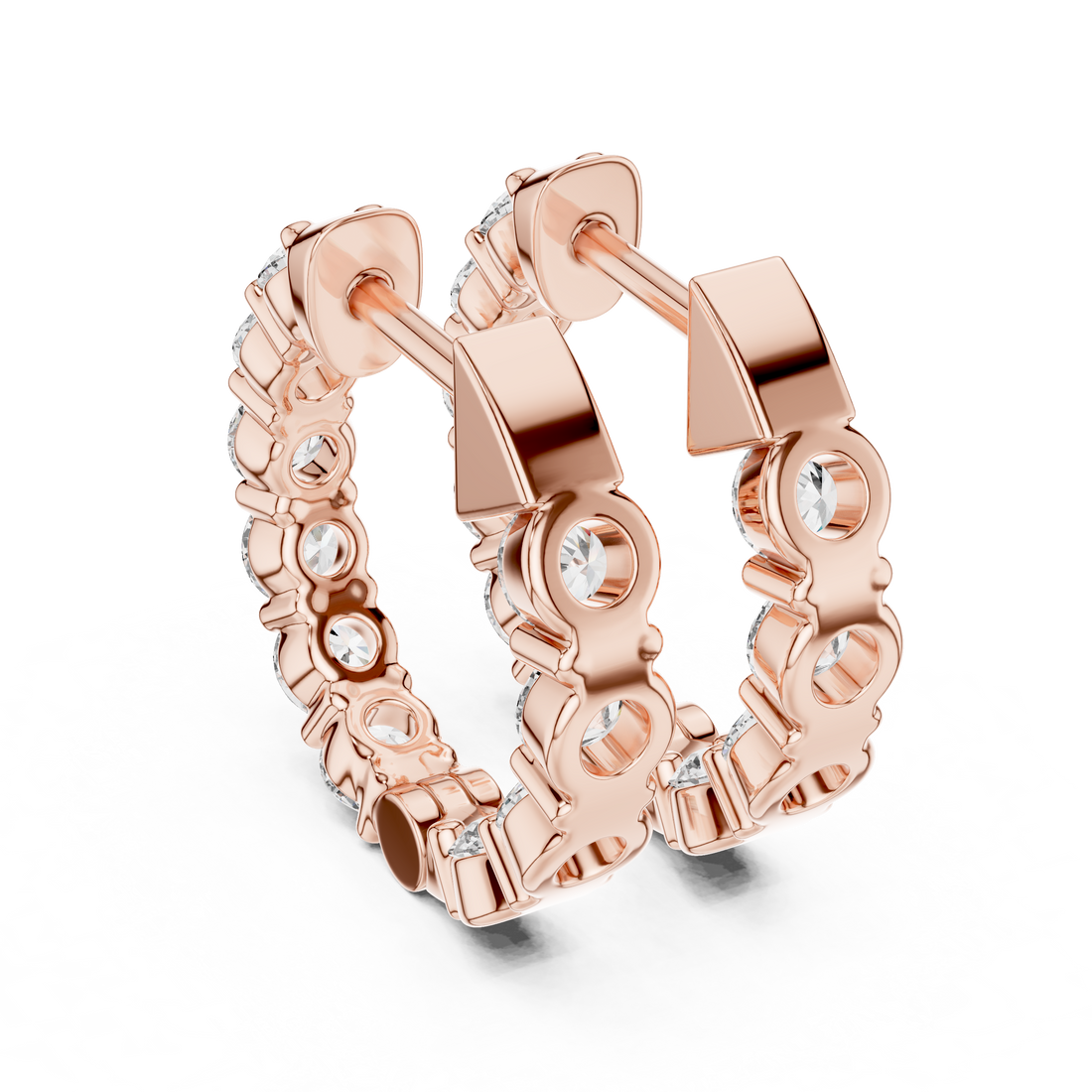 Round Cut Diamond Eternity Hoop Earrings