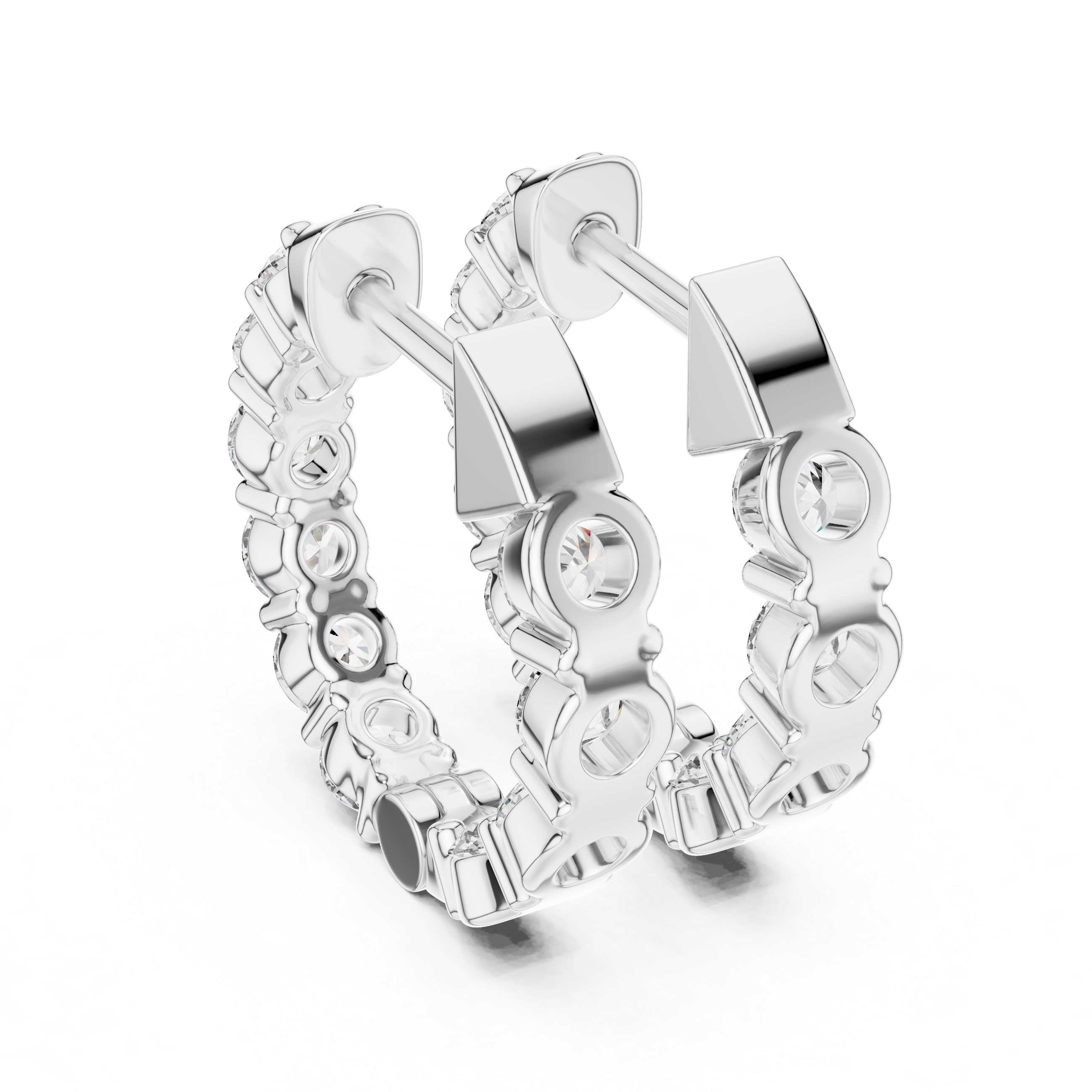 Round Cut Diamond Eternity Hoop Earrings