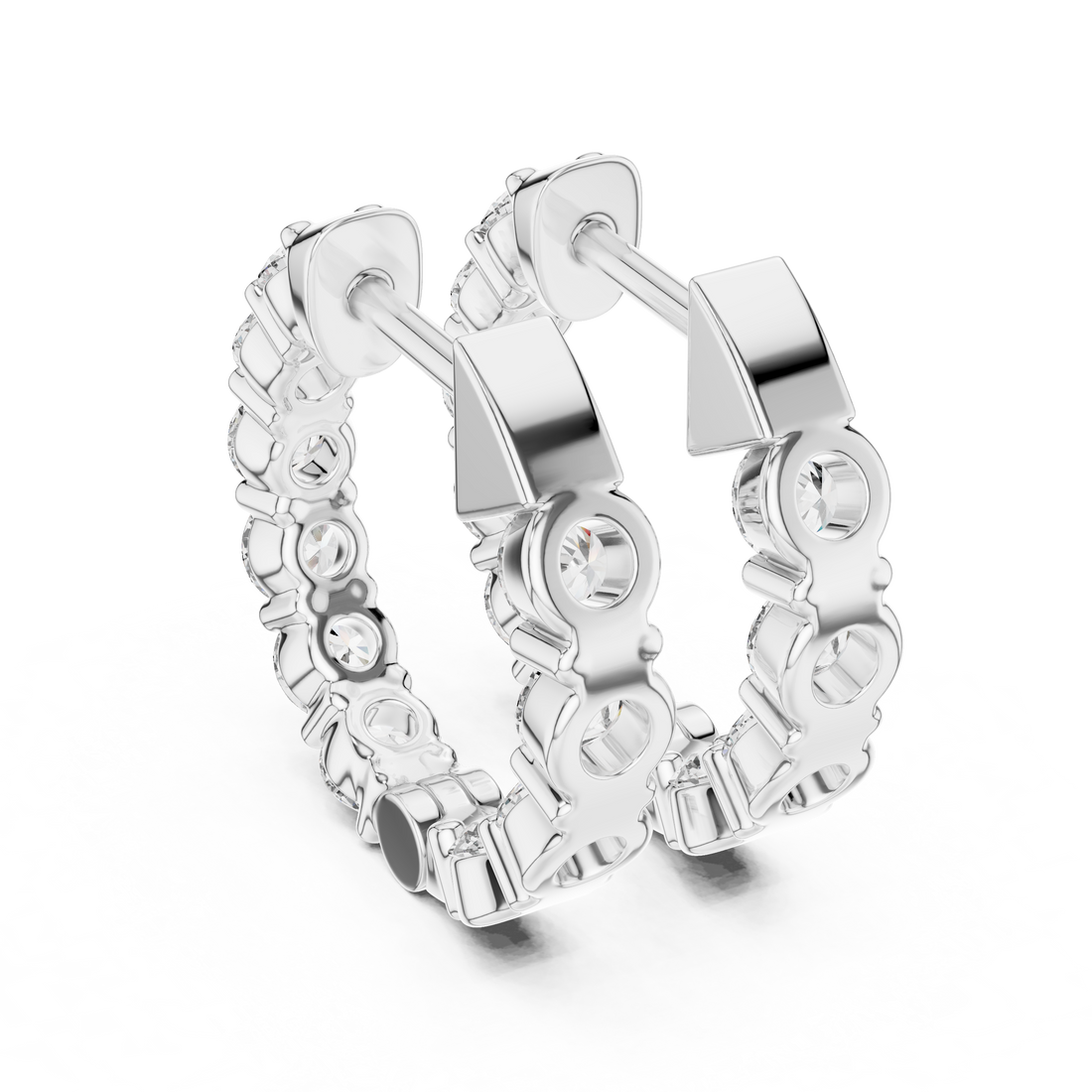 Round Cut Diamond Eternity Hoop Earrings