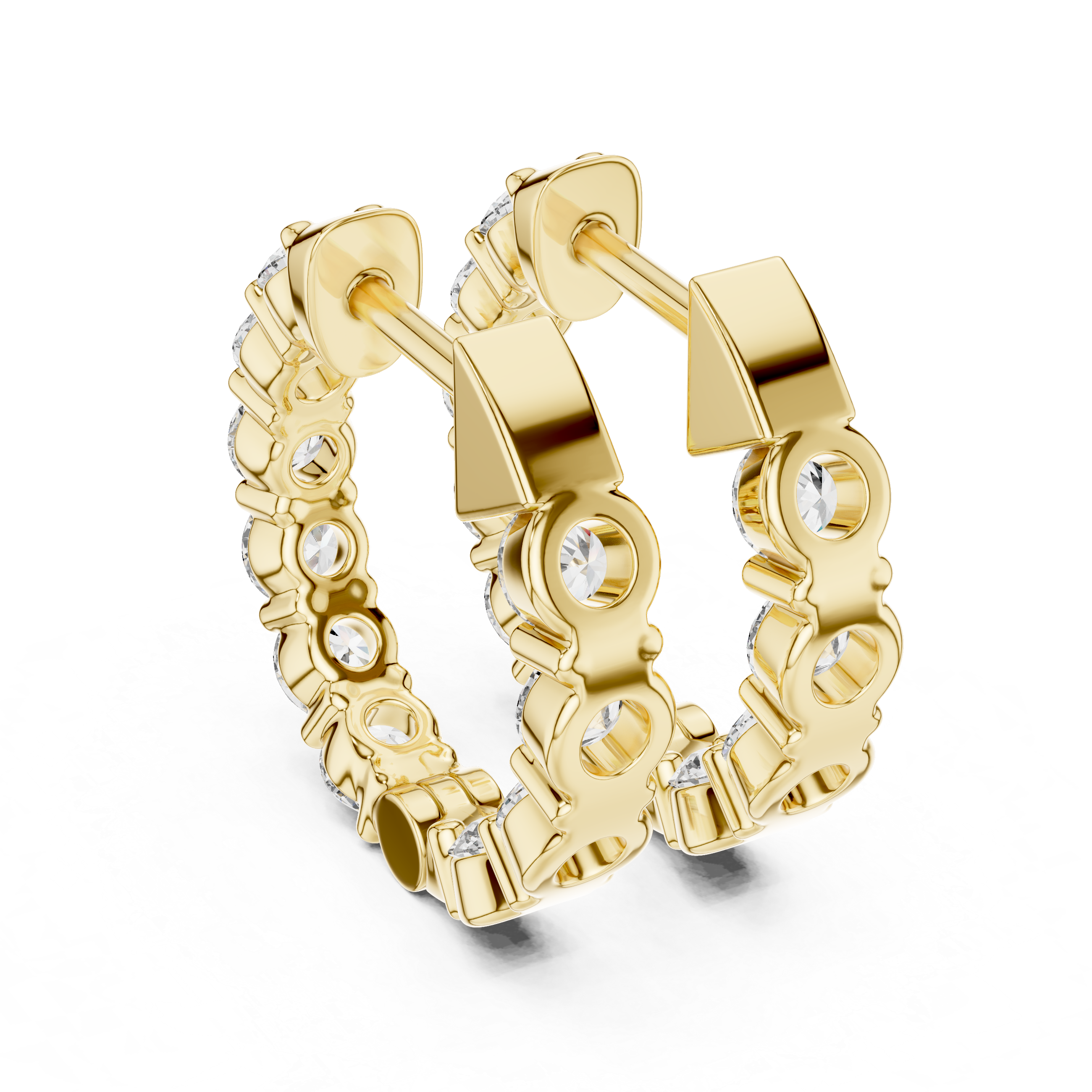 Round Cut Diamond Eternity Hoop Earrings