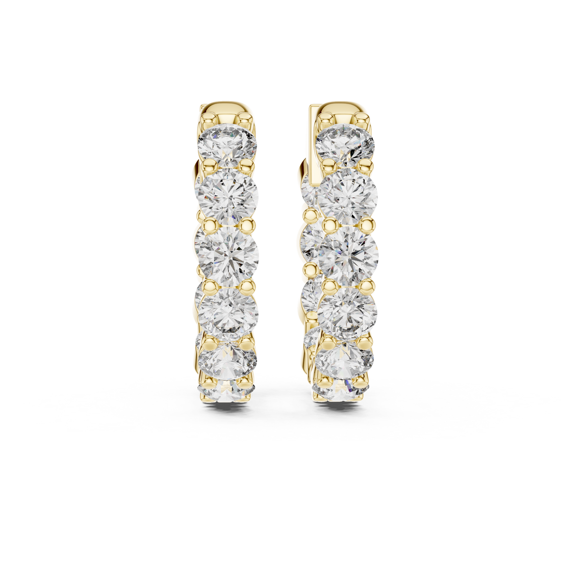 Round Cut Diamond Eternity Hoop Earrings