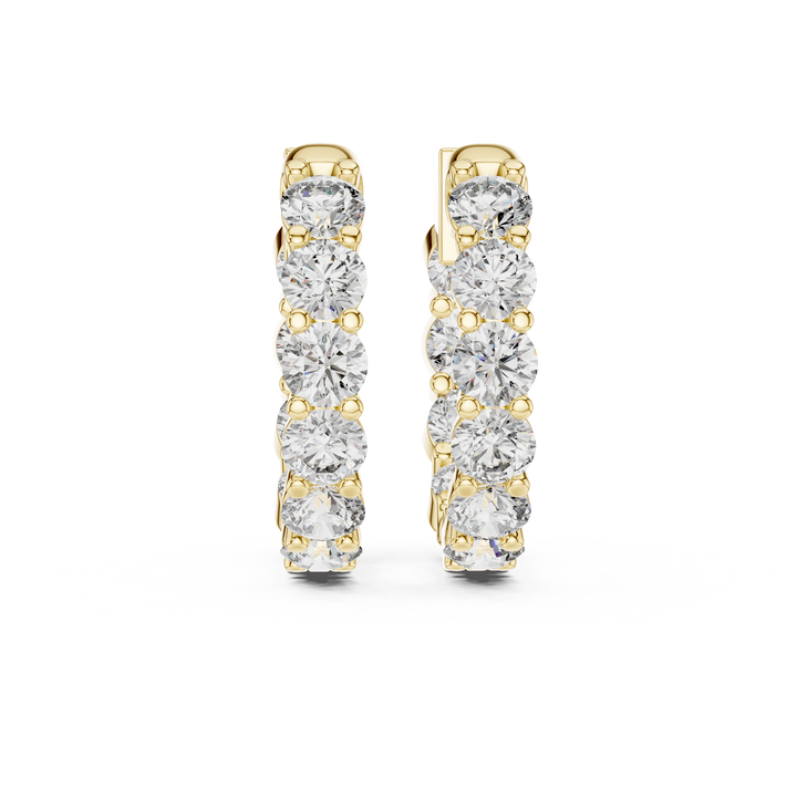 Round Cut Diamond Eternity Hoop Earrings