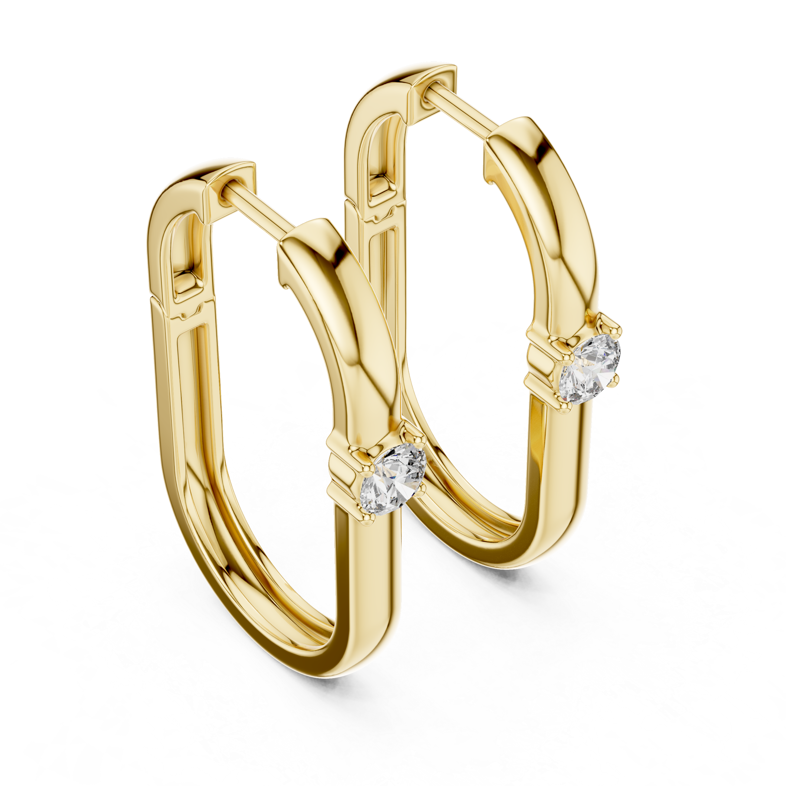 Round Brilliant Solitaire Diamond Huggie Hoop Earrings