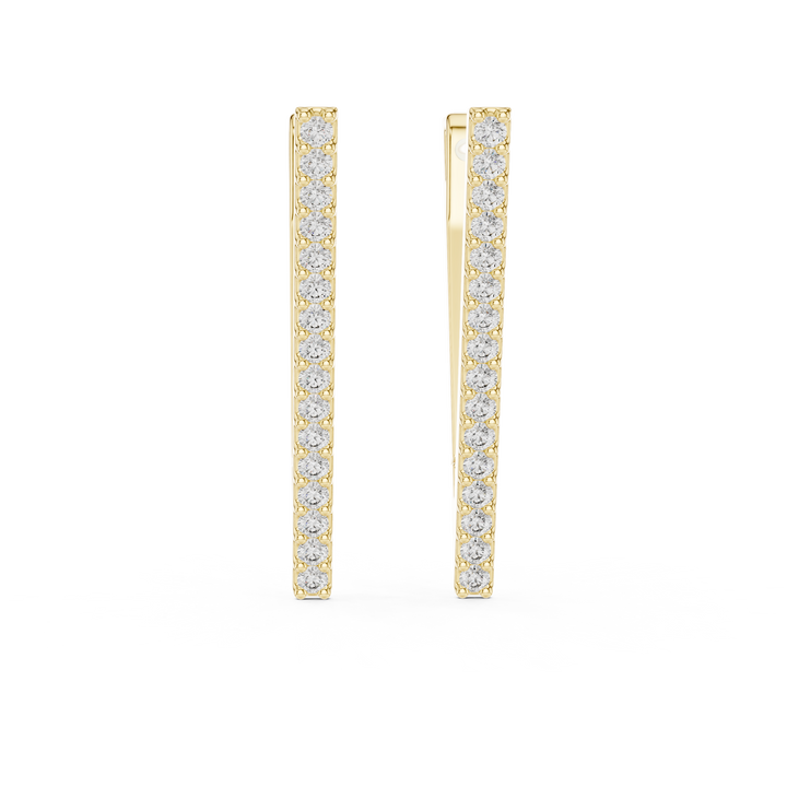 Round Brilliant Diamond Linear Bar Drop Earrings