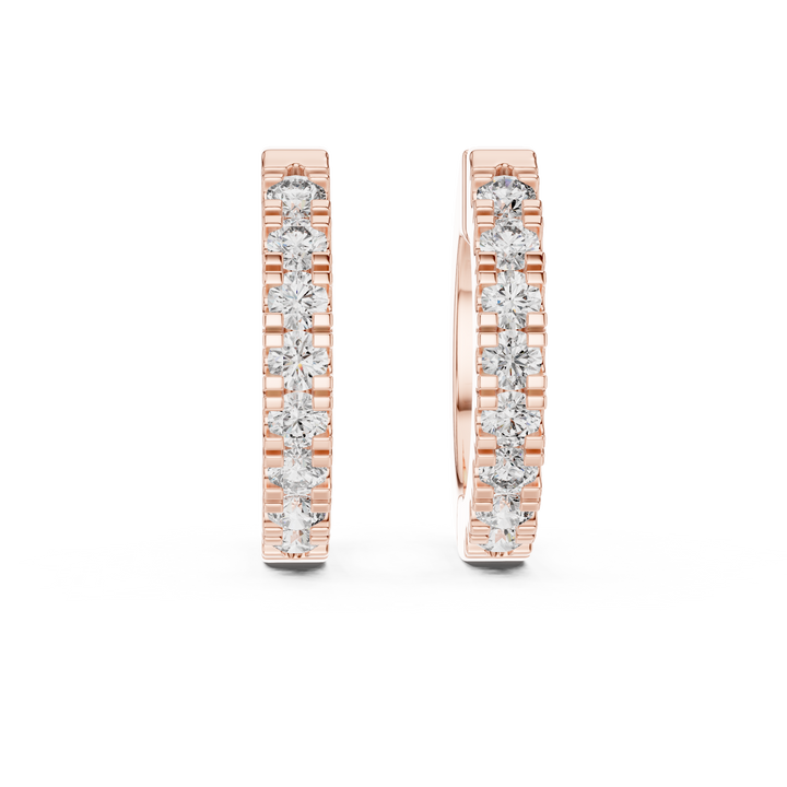 Round Brilliant Diamond Channel Set Huggie Hoop Earrings