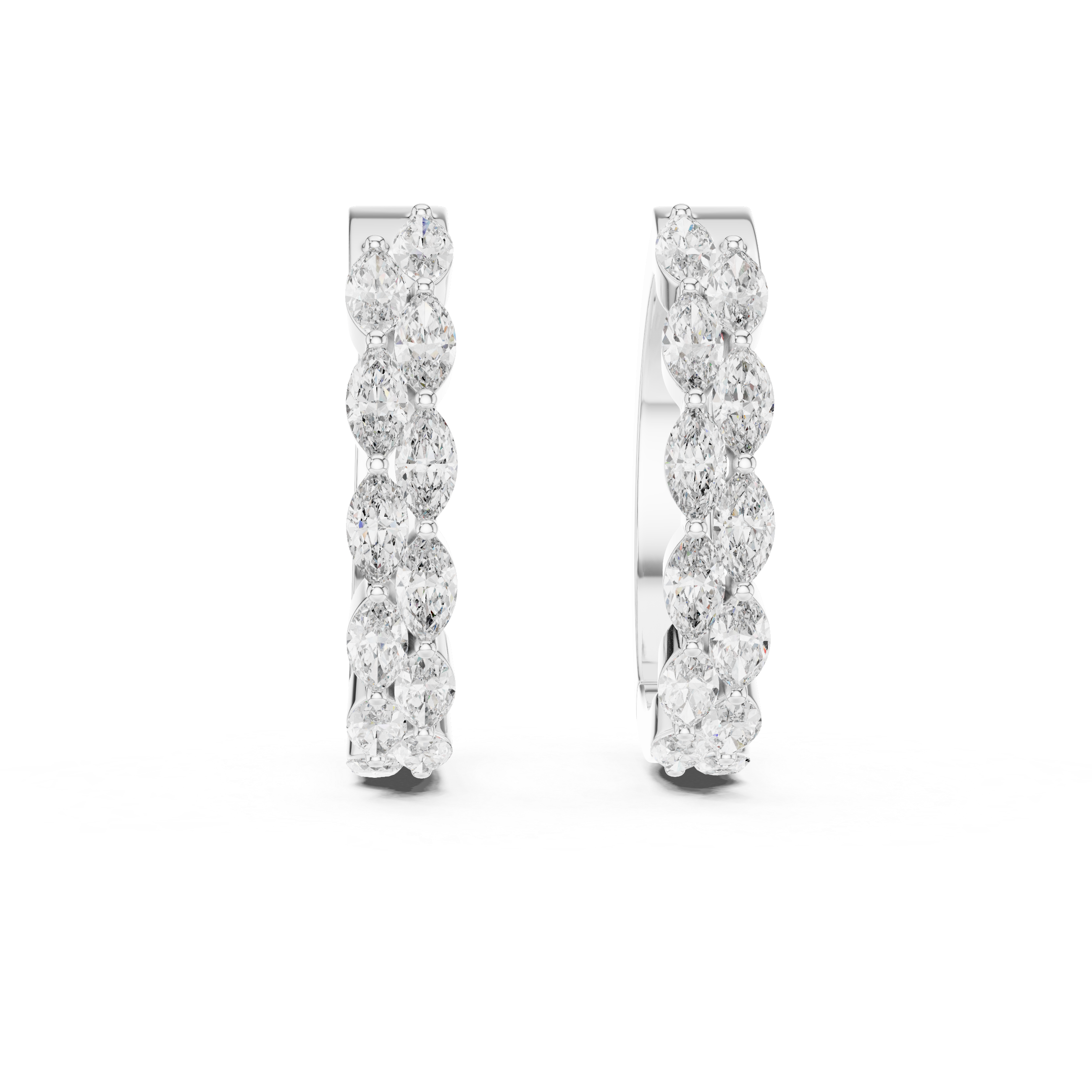 Marquise Cut Diamond Alternating Hoop Earrings