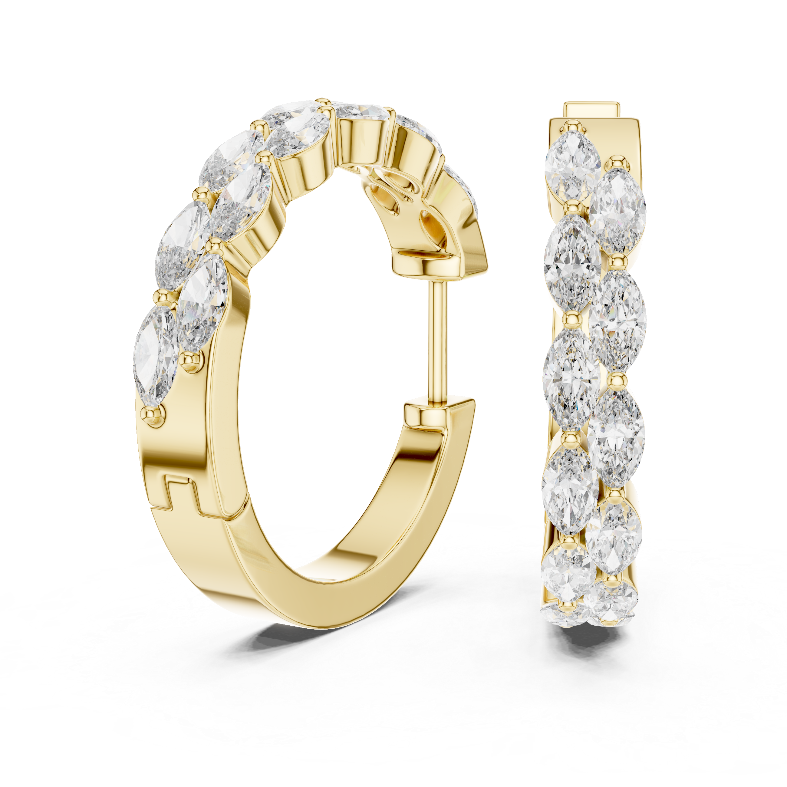 Marquise Cut Diamond Alternating Hoop Earrings