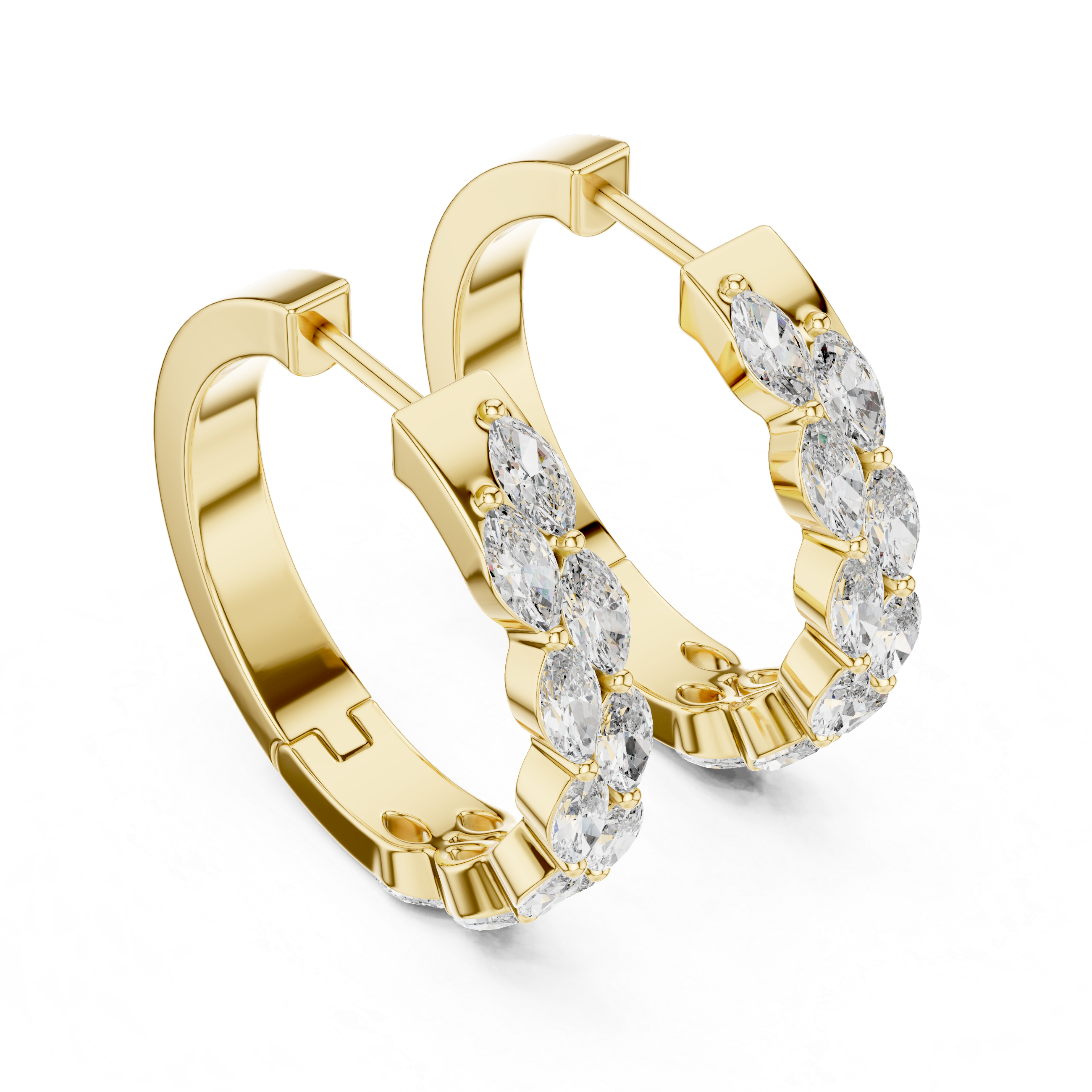 Marquise Cut Diamond Alternating Hoop Earrings