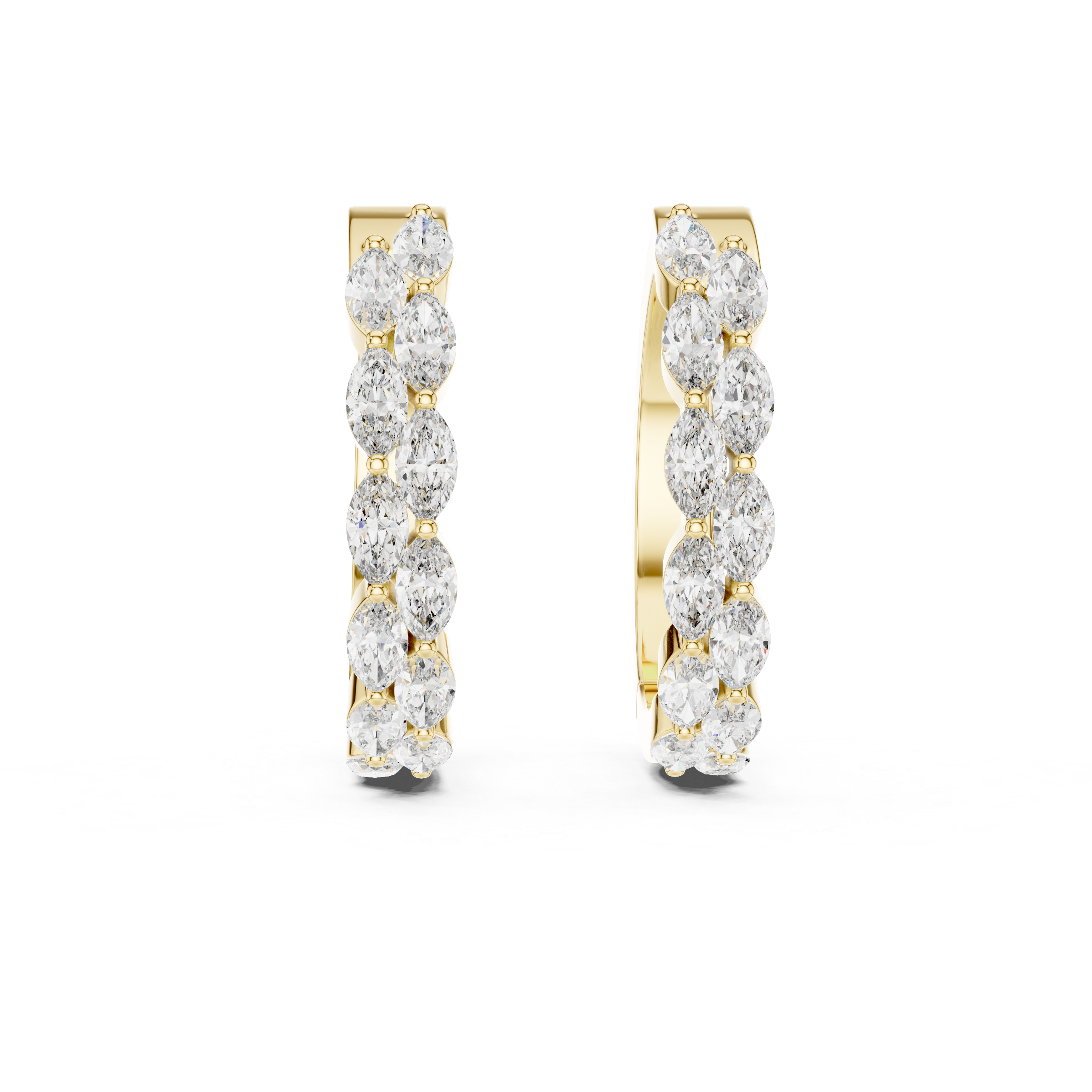 Marquise Cut Diamond Alternating Hoop Earrings