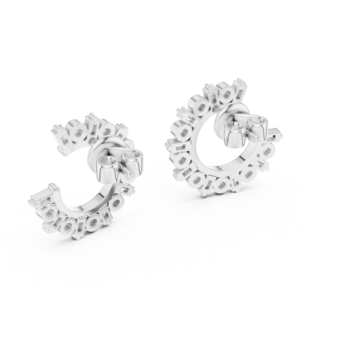 Mixed Cut Diamond Open Hoop Earrings with Radiant Arc Design