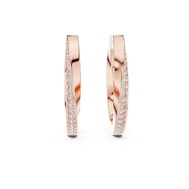 Pavé Set Round Diamond Slim Huggie Hoop Earrings