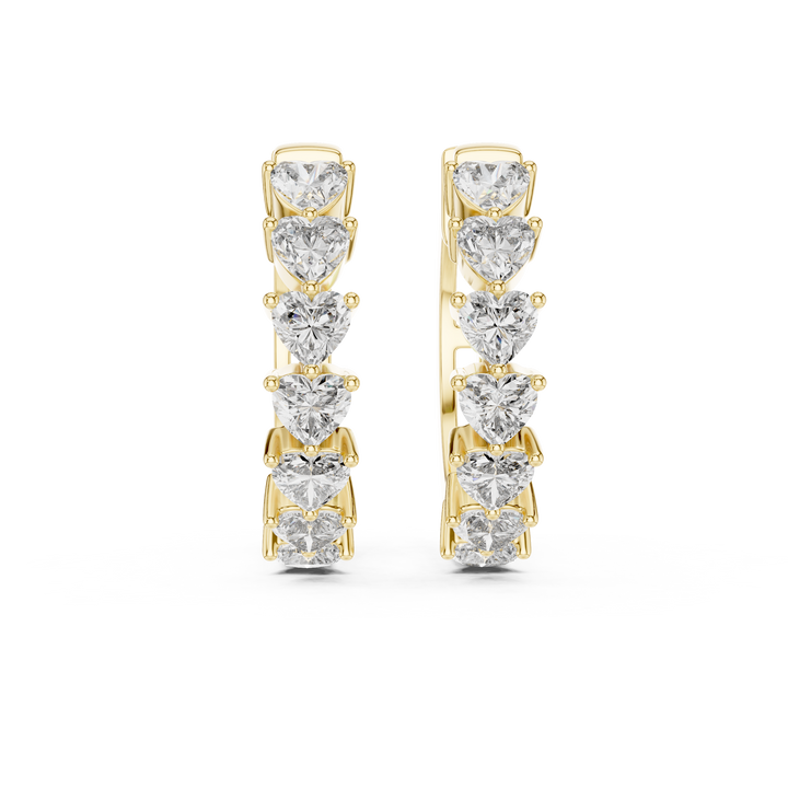 Heart Cut Diamond Eternity Huggie Hoop Earrings
