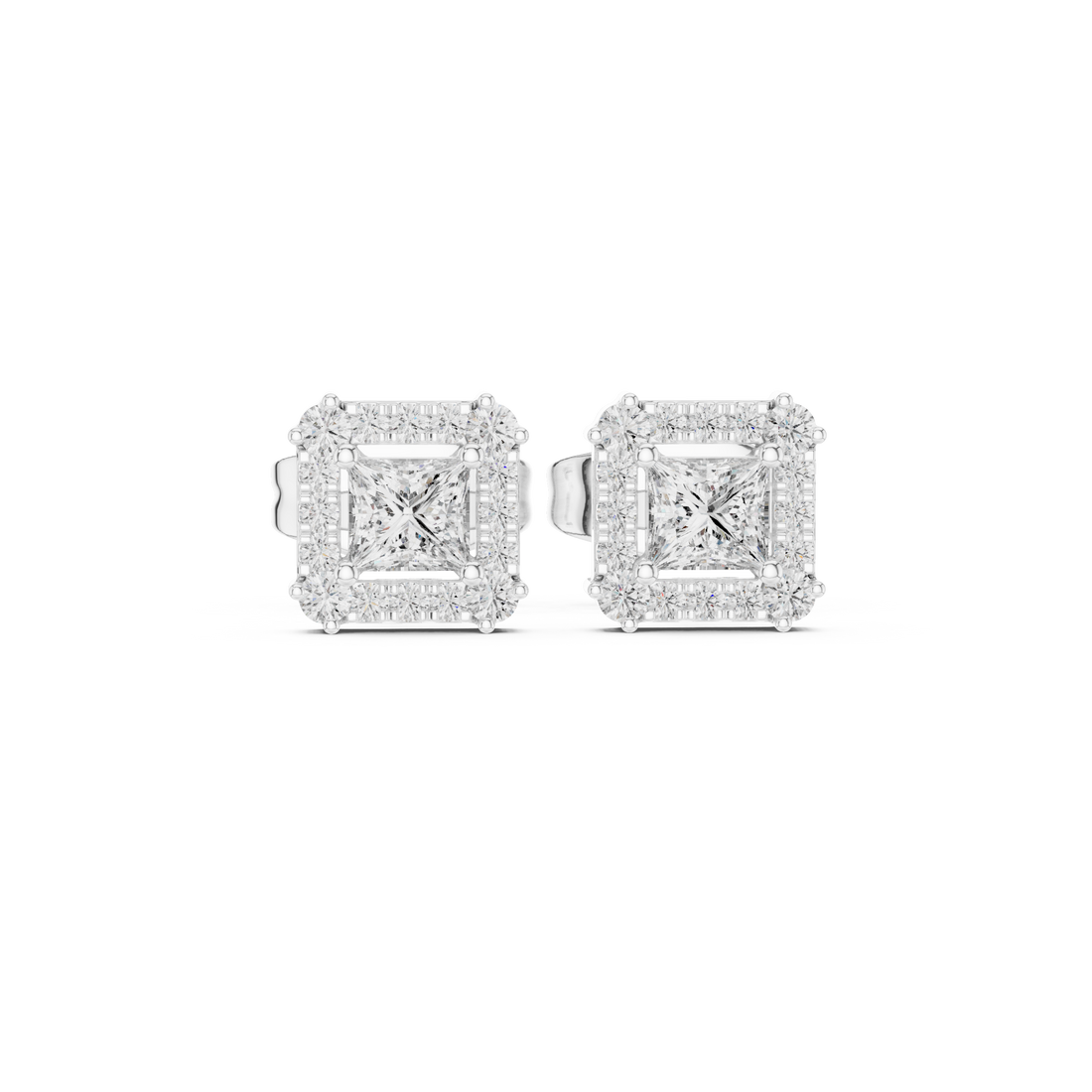 Heart-shaped stud earrings with polished gold.