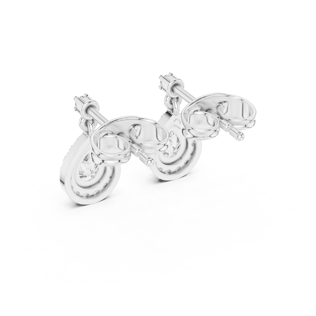 Pear Cut Diamond Halo Drop Earrings with Pavé Accents