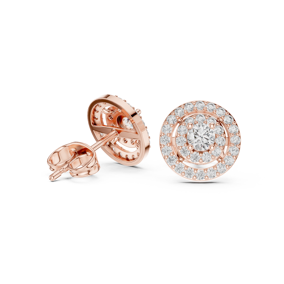 Halo cocktail ring with diamond border.