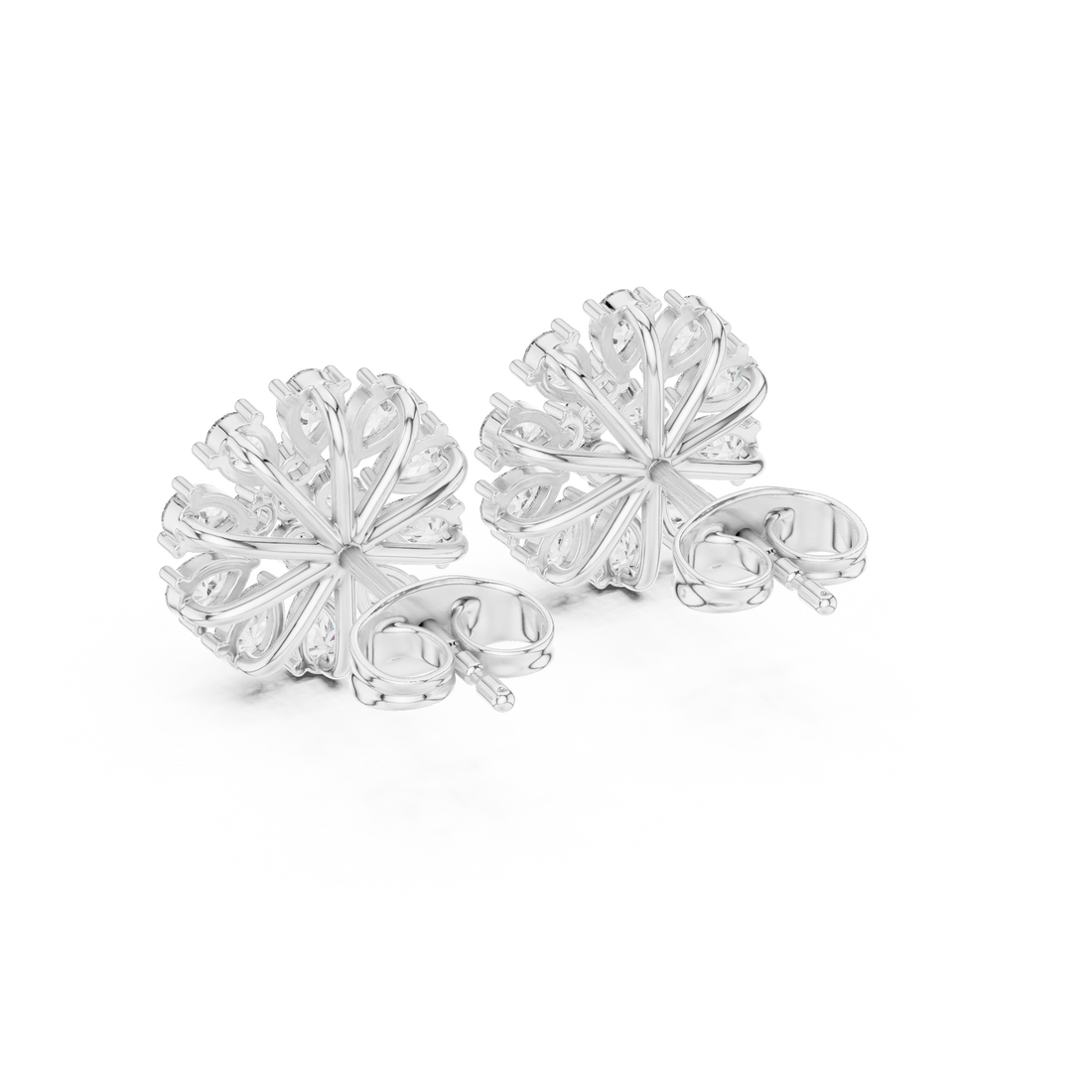 Luxury pear and round cut diamond floral earrings for women