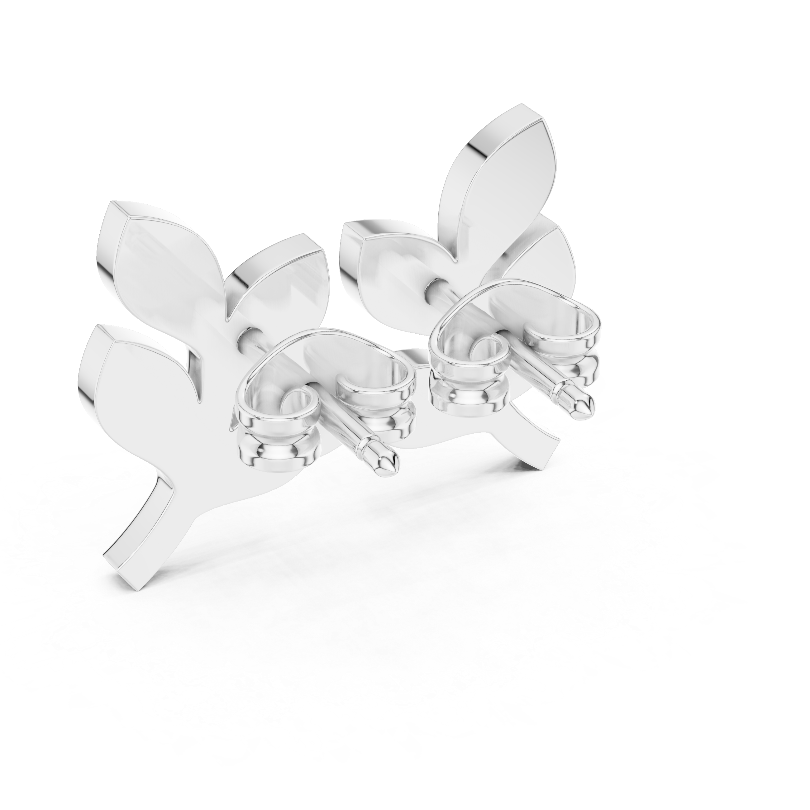 Round Brilliant Diamond Leaf Branch Stud Earrings with Nature Inspired Pavé Design