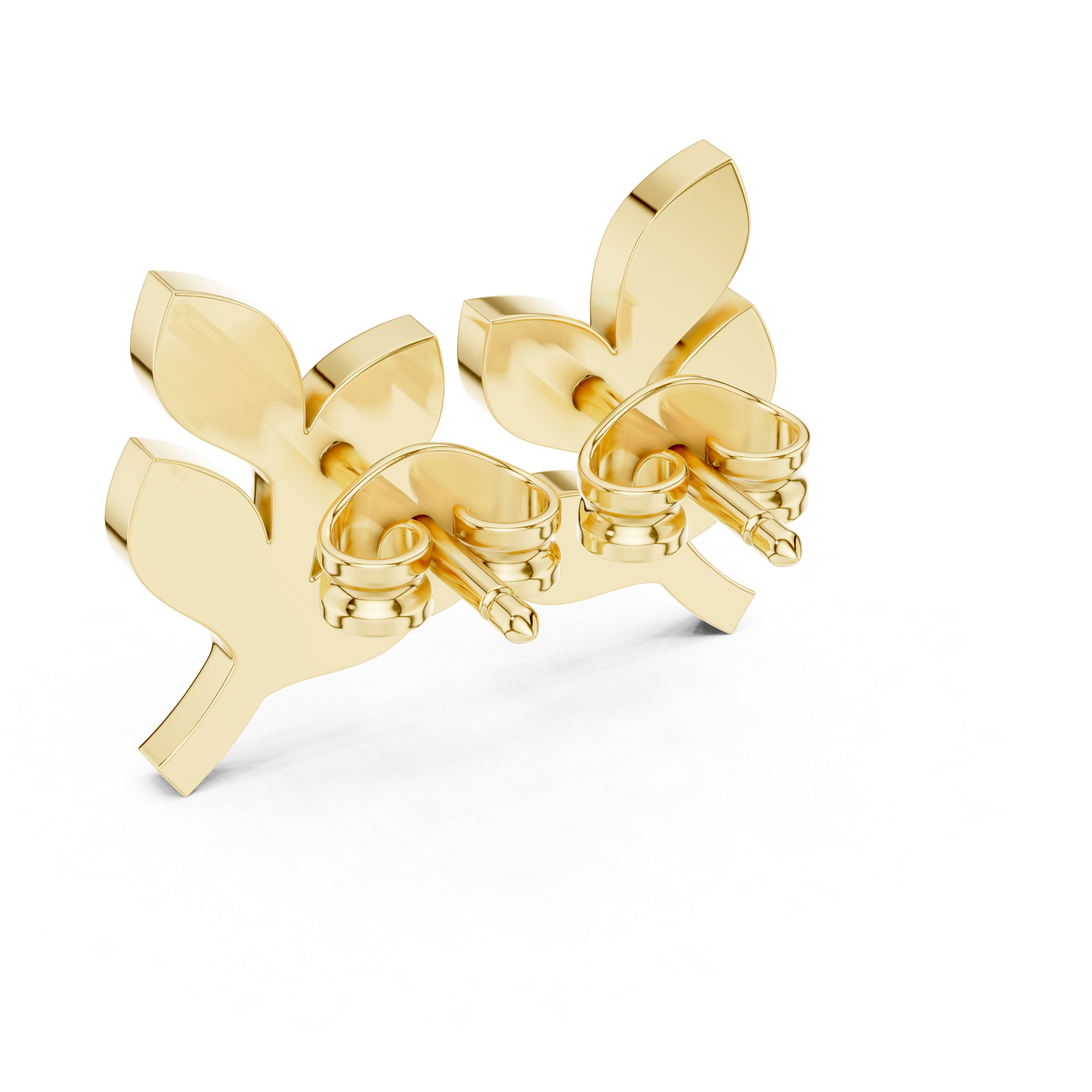 Round Brilliant Diamond Leaf Branch Stud Earrings with Nature Inspired Pavé Design