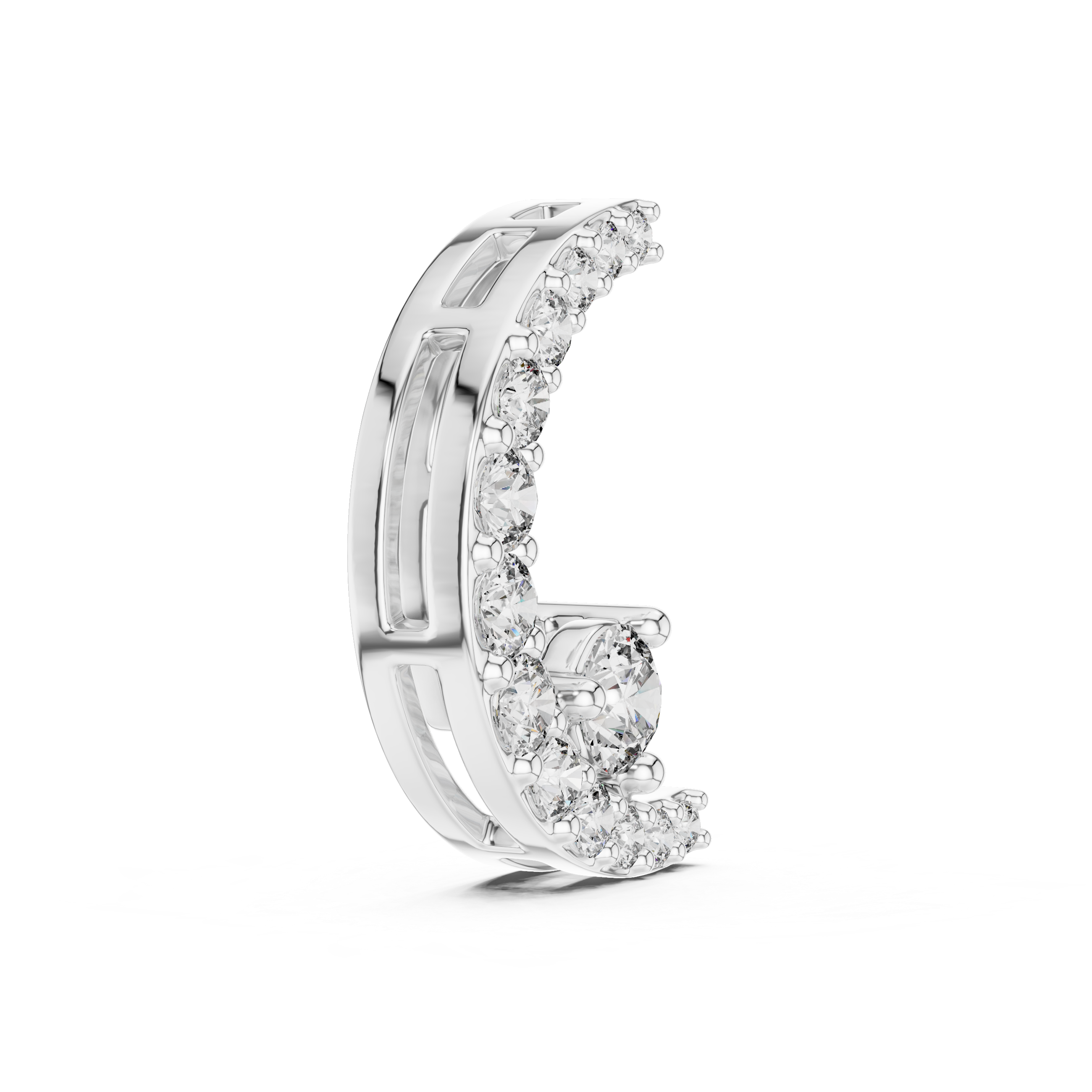 Elegant eternity ring featuring continuous circle of diamonds around the band.