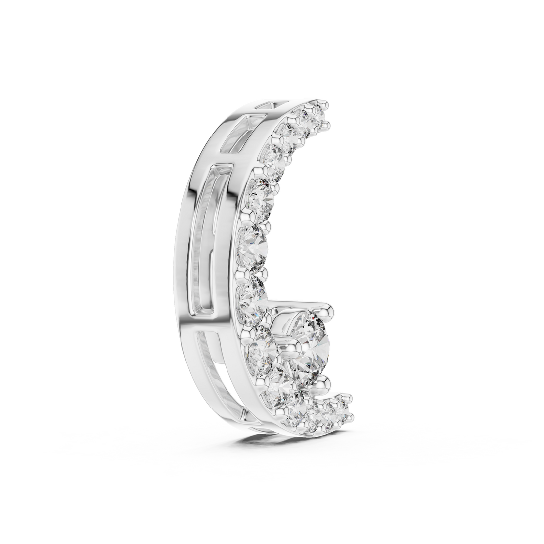 Elegant eternity ring featuring continuous circle of diamonds around the band.