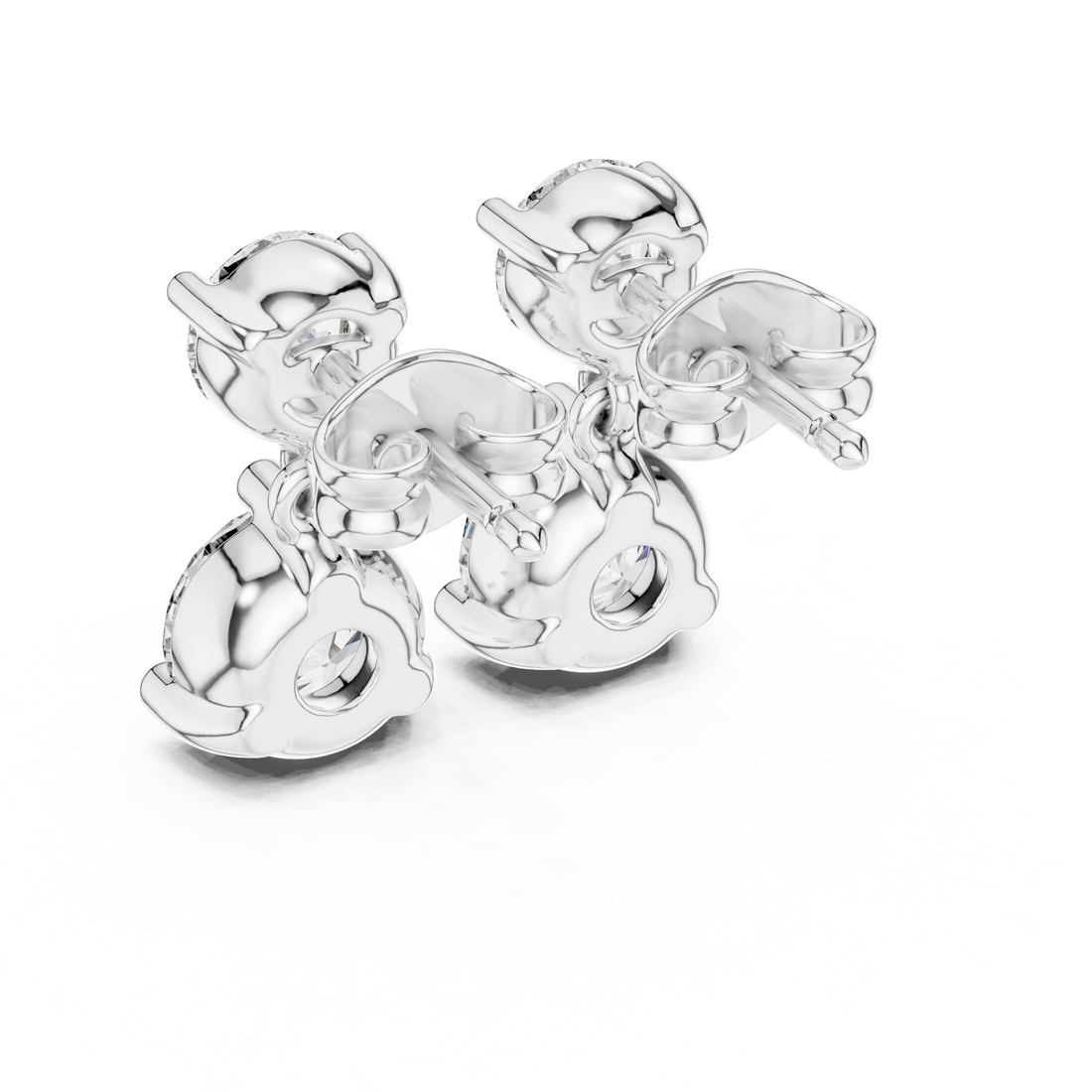 Round Brilliant Diamond Two Stone Drop Stud Earrings