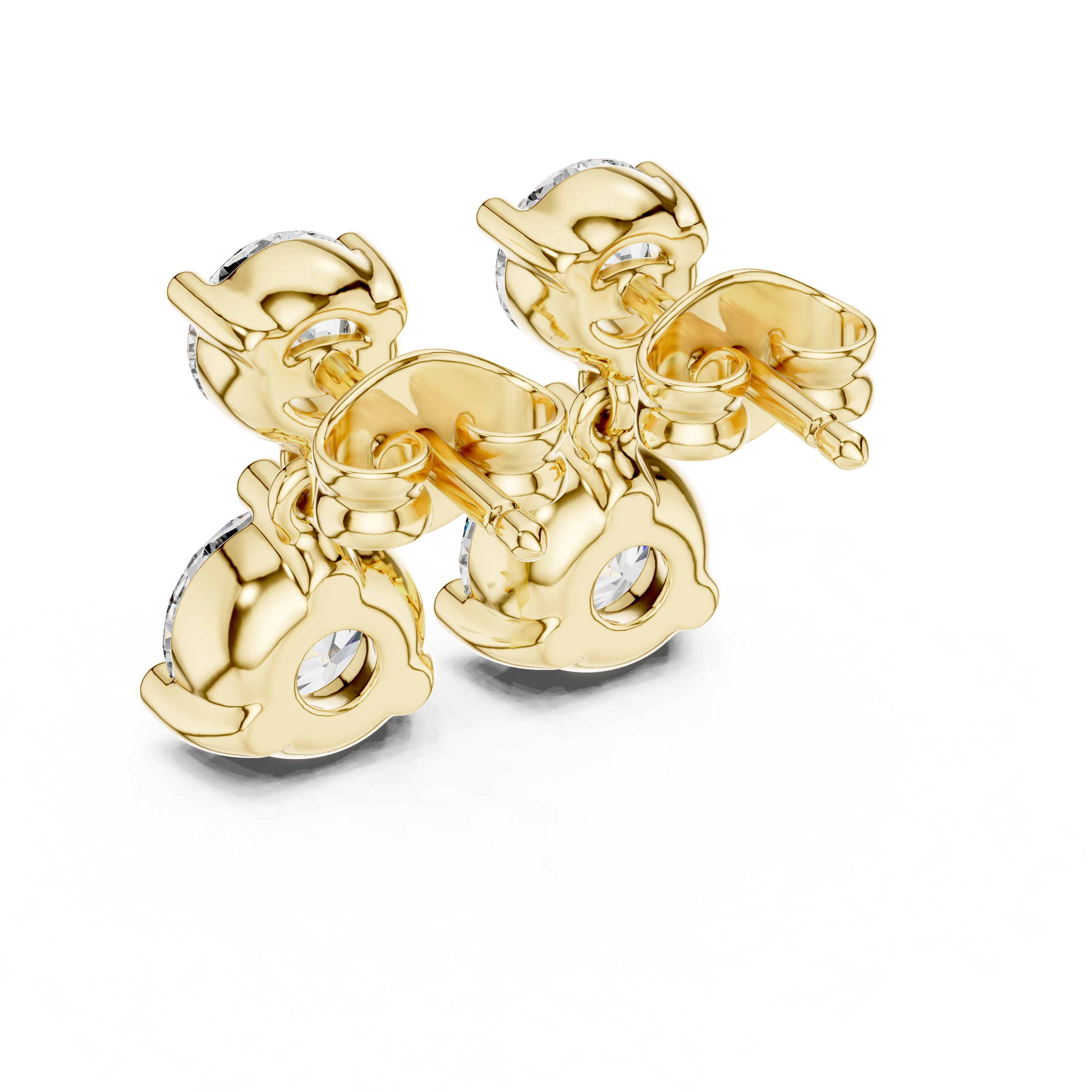 Round Brilliant Diamond Two Stone Drop Stud Earrings