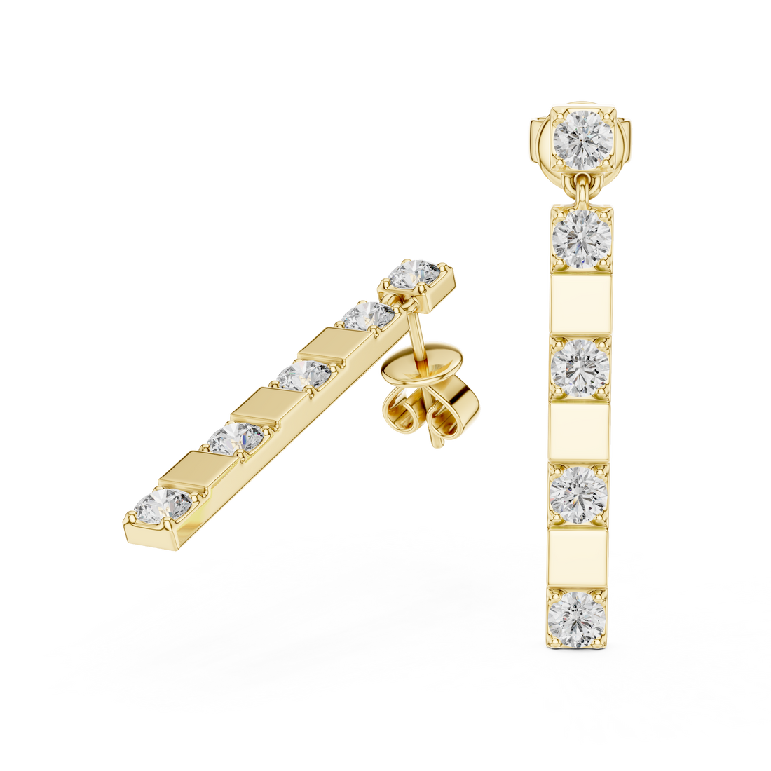 Round Brilliant Diamond Linear Drop Earrings