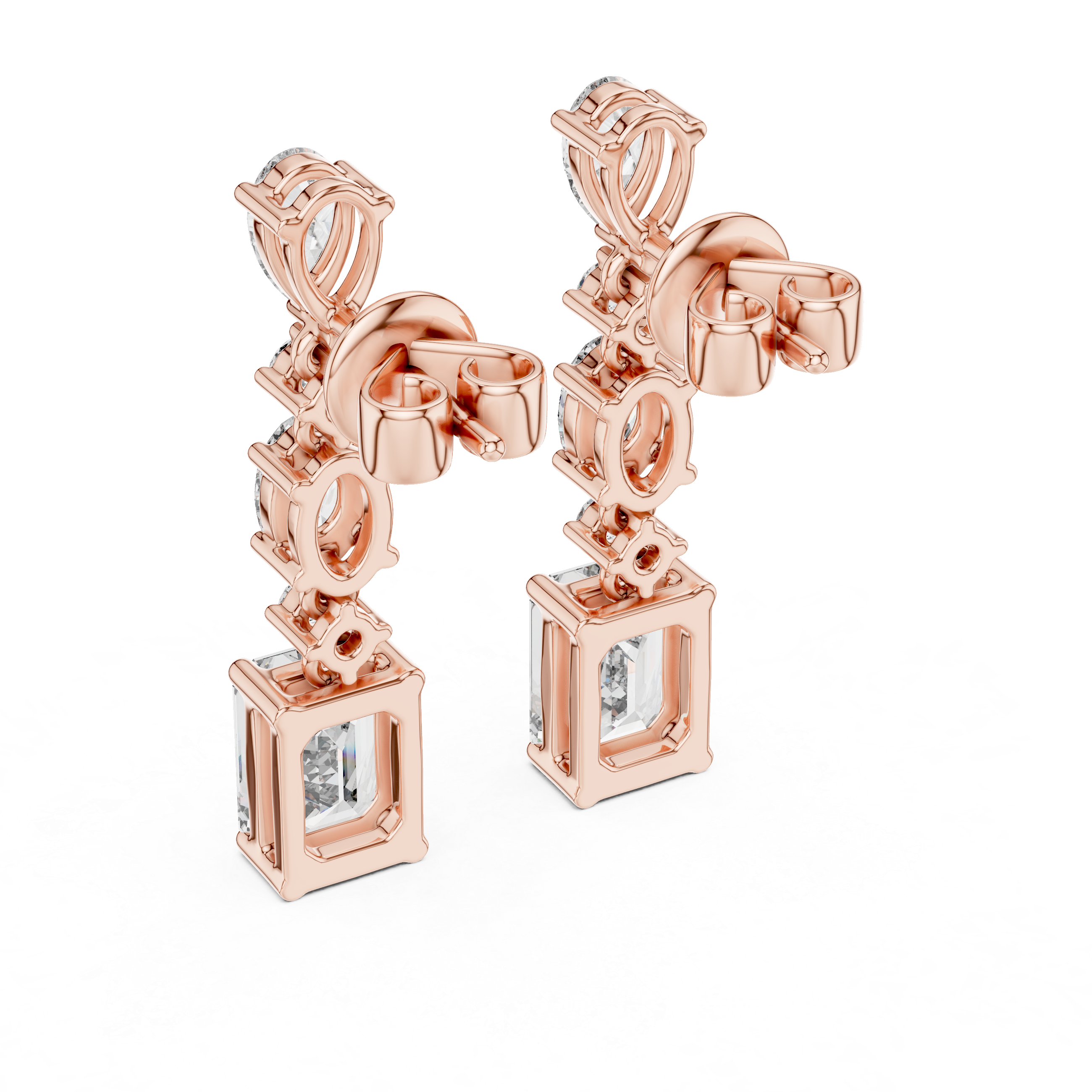 Cascading Multi-Cut Diamond Drop Earrings with Pear, Emerald and Oval Brilliance