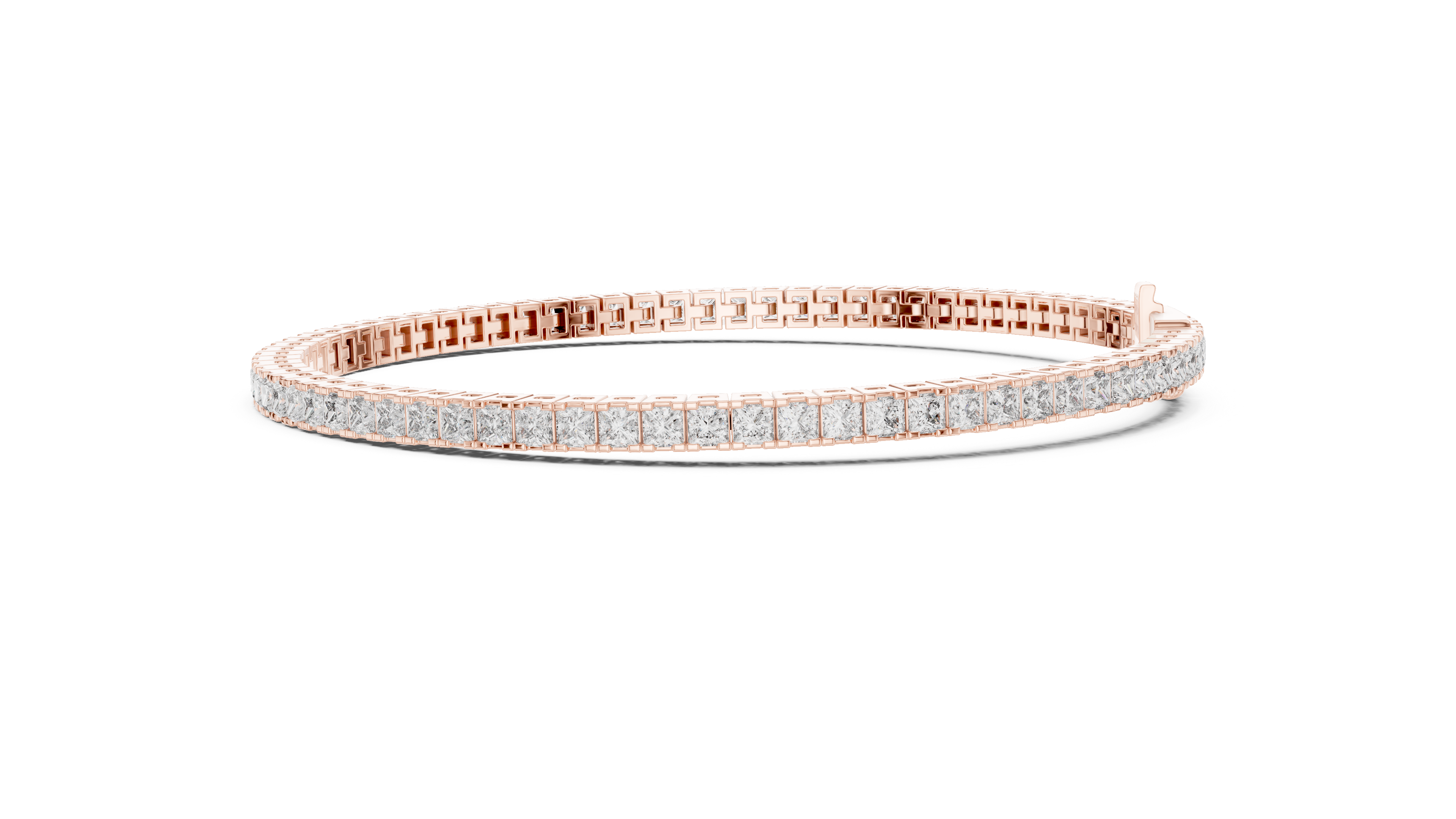 Princess Cut Diamond Tennis Link Bracelet with Linear Brilliance