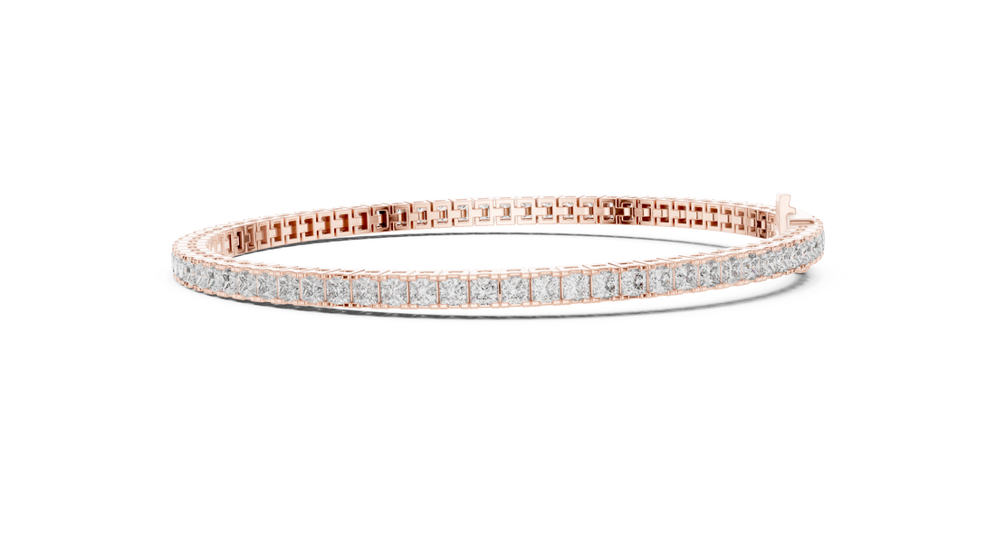 Princess Cut Diamond Tennis Link Bracelet with Linear Brilliance