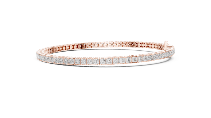 Princess Cut Diamond Tennis Link Bracelet with Linear Brilliance