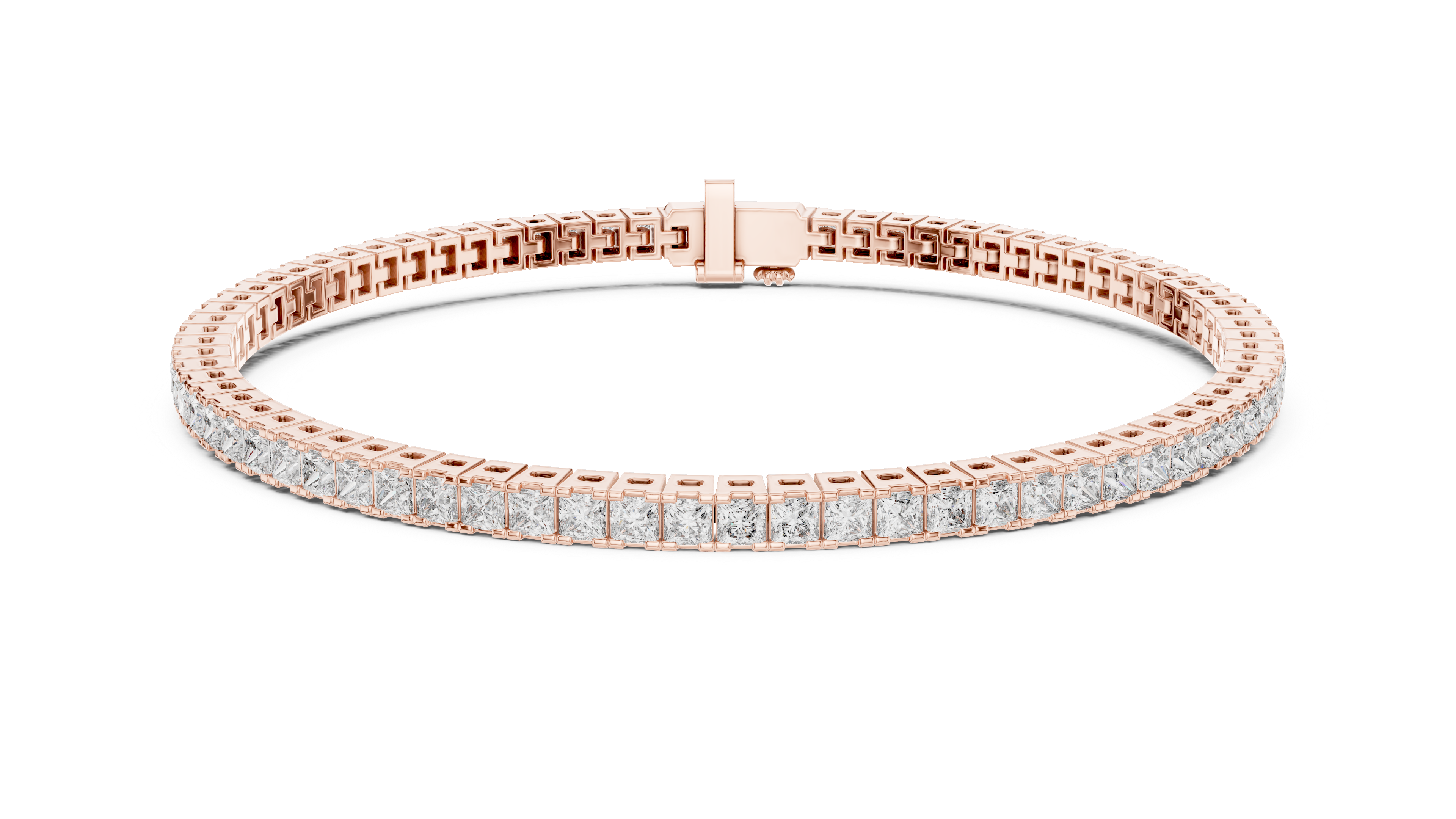 Princess Cut Diamond Tennis Link Bracelet with Linear Brilliance