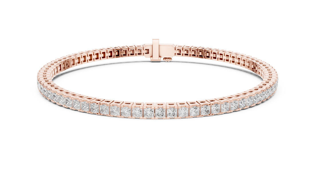 Princess Cut Diamond Tennis Link Bracelet with Linear Brilliance