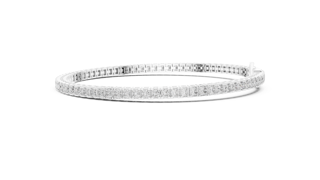 Princess Cut Diamond Tennis Link Bracelet with Linear Brilliance