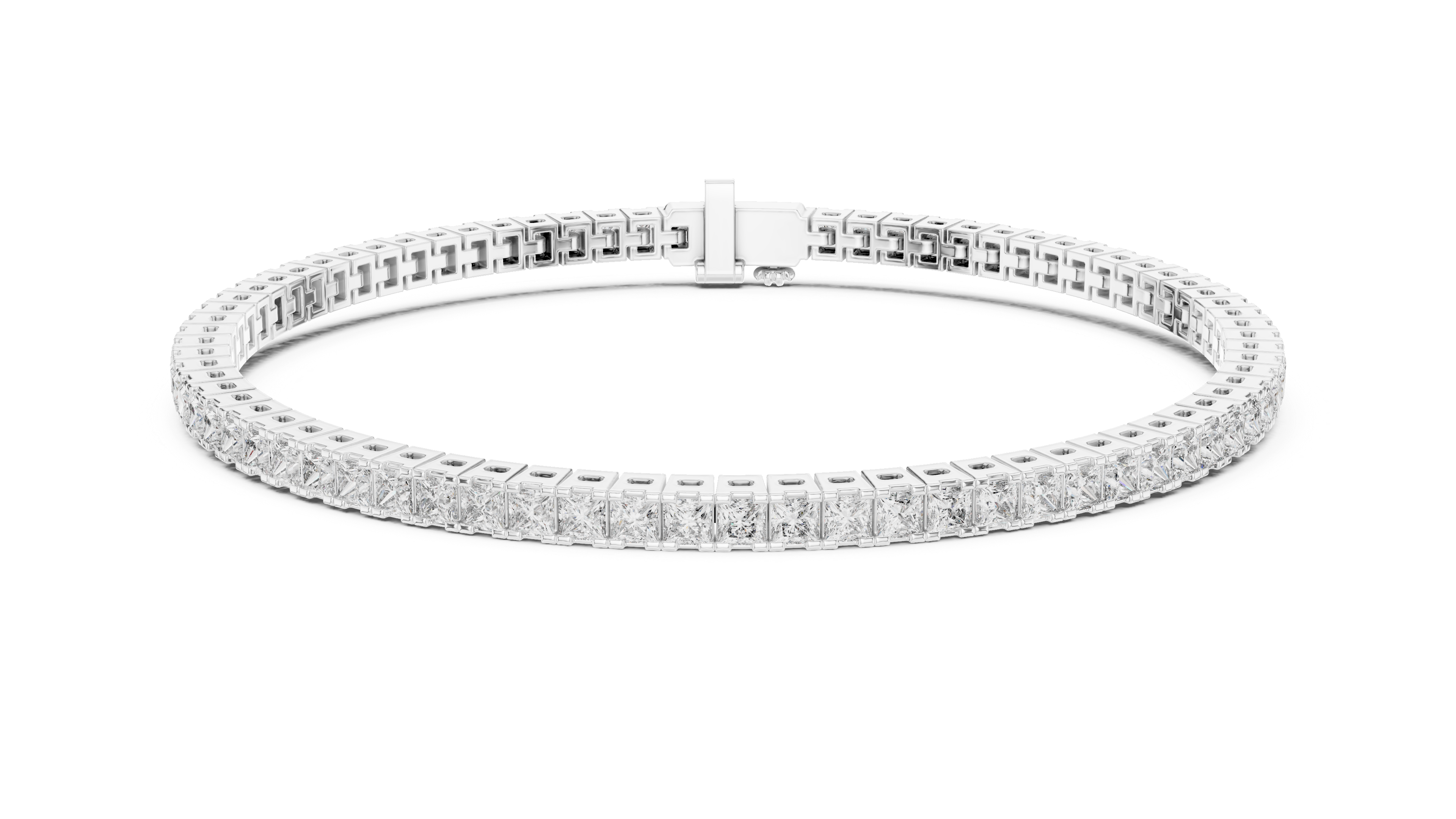 Princess Cut Diamond Tennis Link Bracelet with Linear Brilliance
