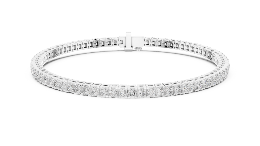 Princess Cut Diamond Tennis Link Bracelet with Linear Brilliance