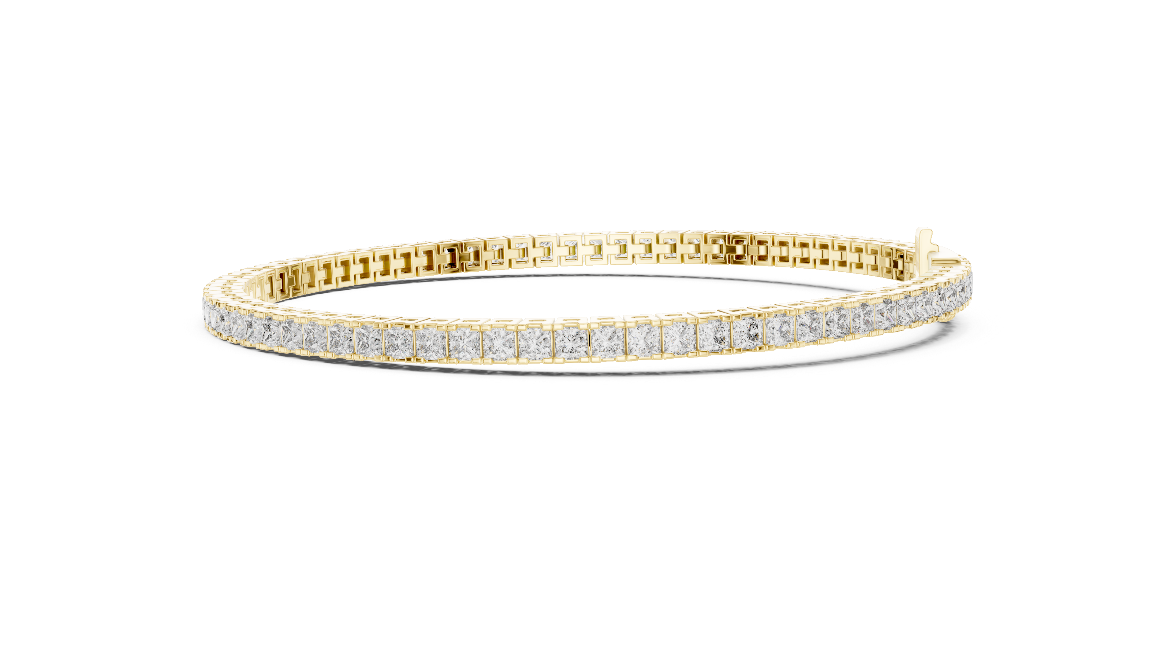 Princess Cut Diamond Tennis Link Bracelet with Linear Brilliance